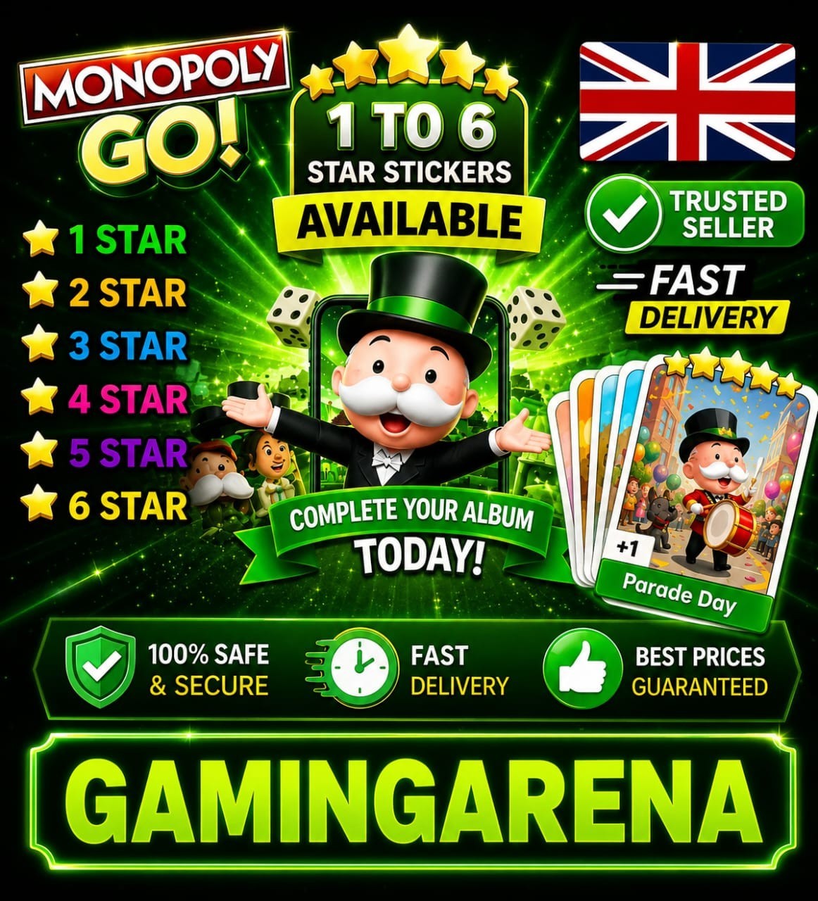GO Monopoly All 1-2-3-4-5-6 ⭐️ Stickers Happy Harvest | FASTEST & CHEAPEST |✅