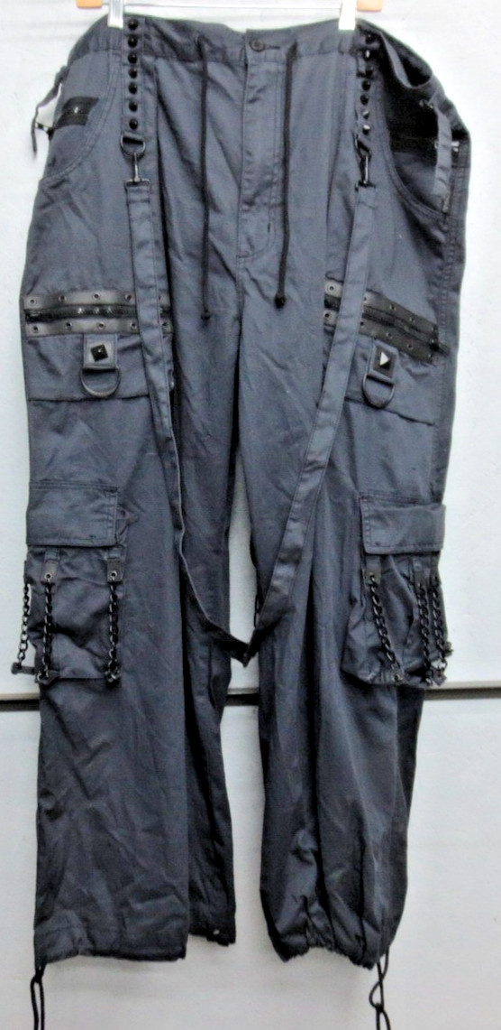 VTG Tripp NYC Wide Leg Baggy Bondage Pants Size 2XL Skater Punk Goth Fog Wash