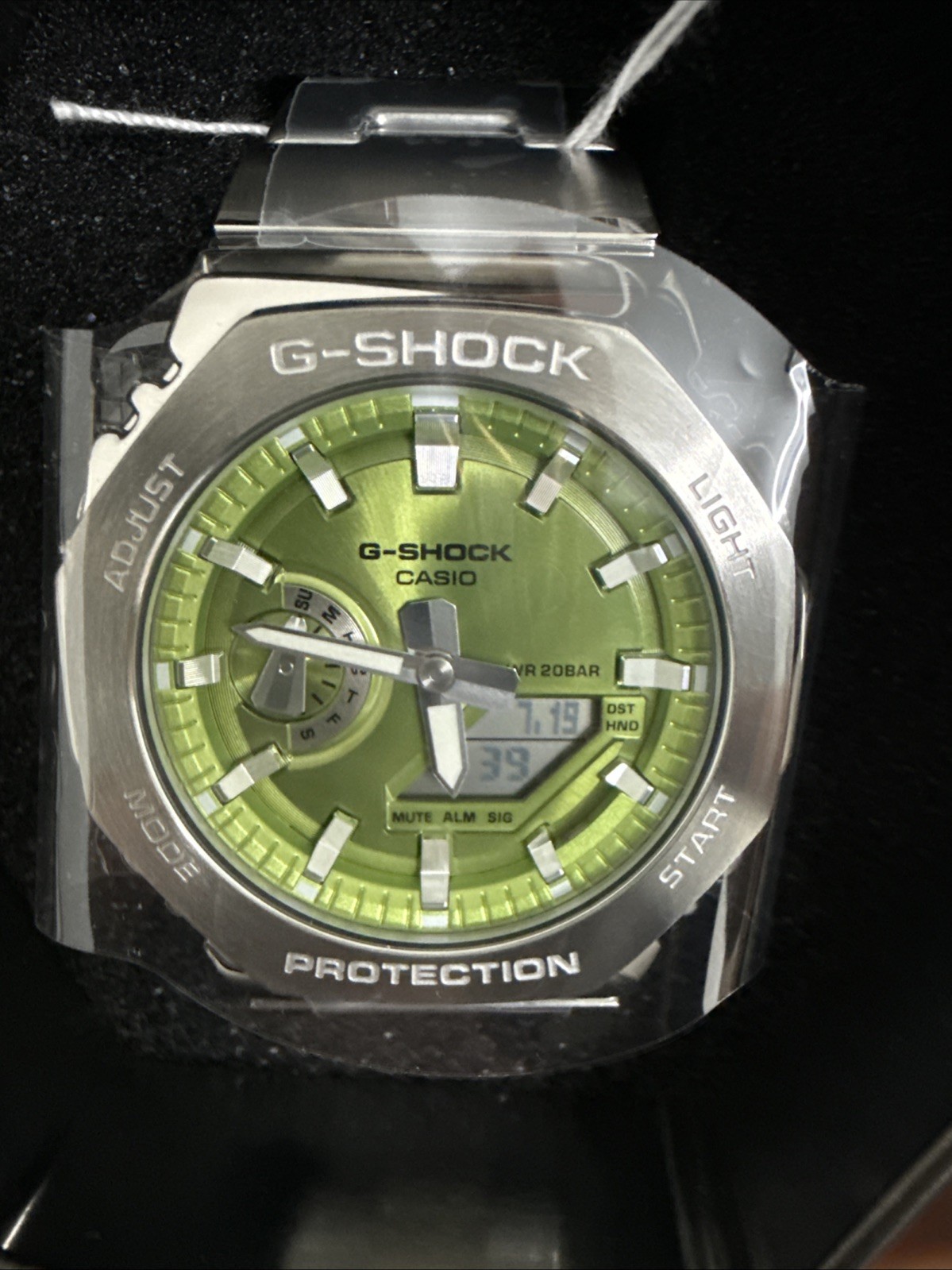 Casio G-Shock GM2110D-3A G-Steel 2100 Green Dial Stainless Steel Watch New