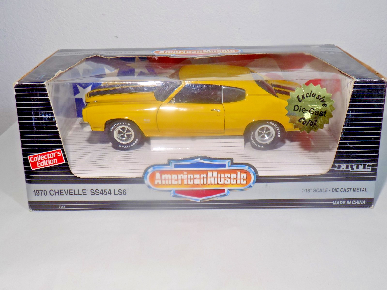 1998 ERTL 7147 \'70 Chevelle SS454 LS6 Yellow/Black 1:18 Die Cast-New In BOX