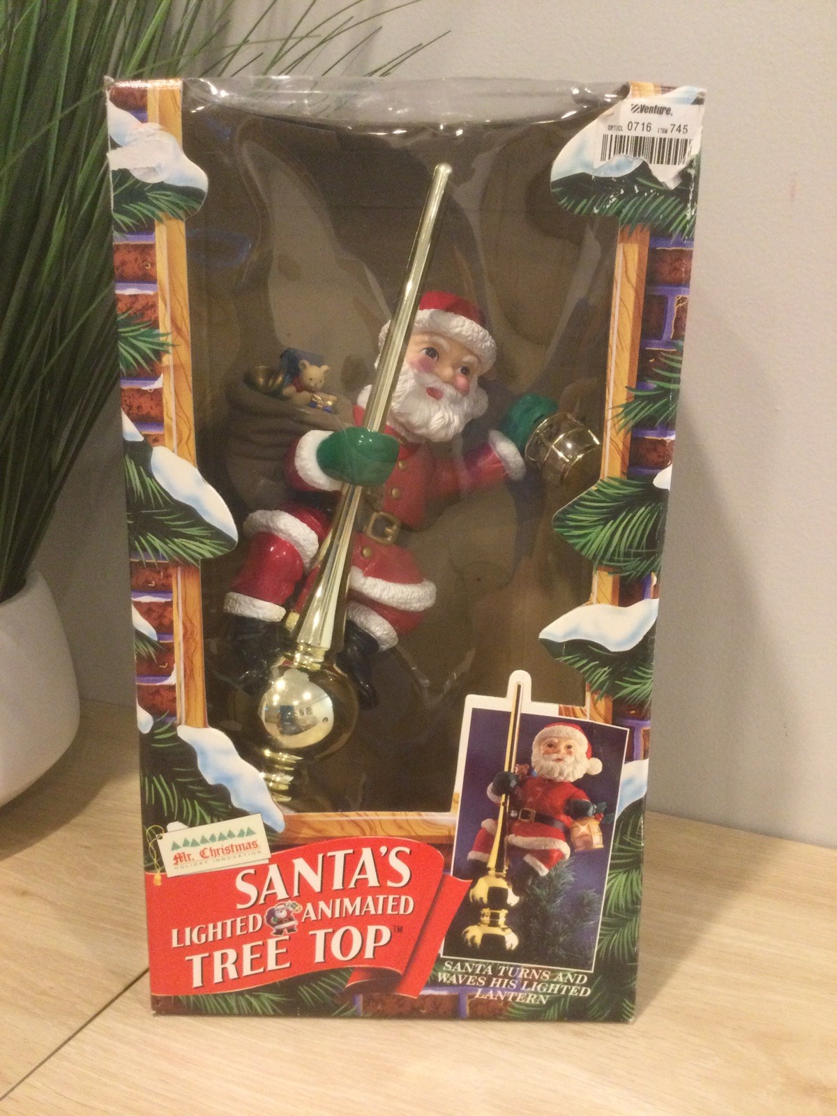 Vintage Mr. Christmas SANTA CLAUS Lighted Animated Tree Top Topper ~ Works Great