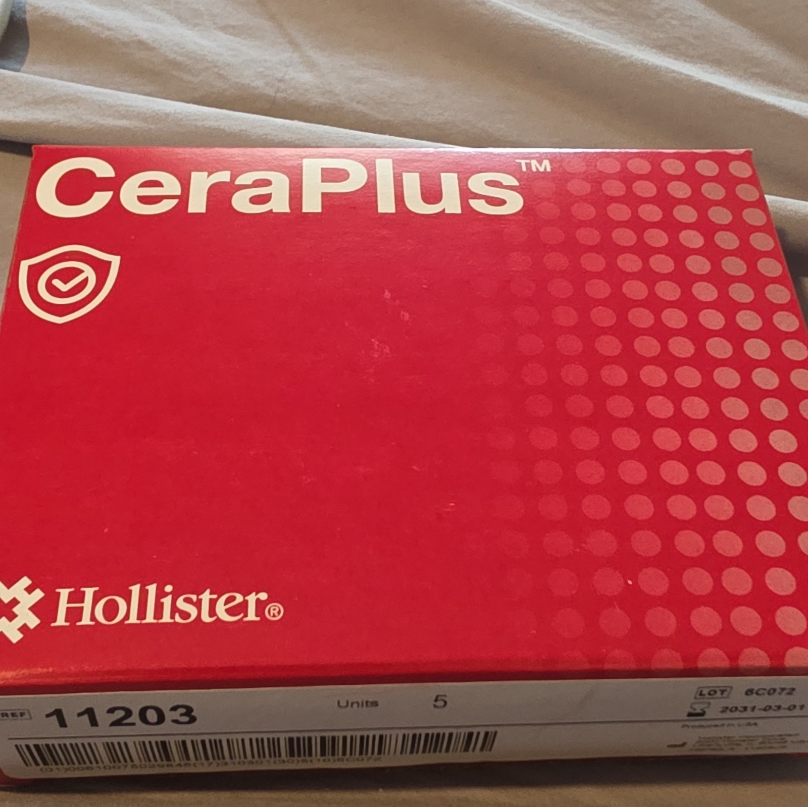 Hollister CeraPlus 11203 Ostomy Skin Barrier Wafer Tape Adhesive, Box of 5