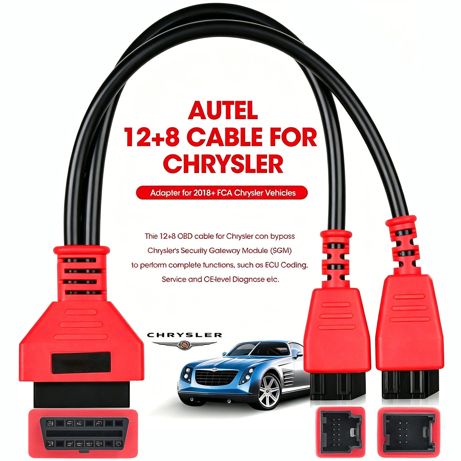 FCA 12+8 OBD2 Cable Adaptor Connector for Chrysler & Dodge Car Diagnostic Cable