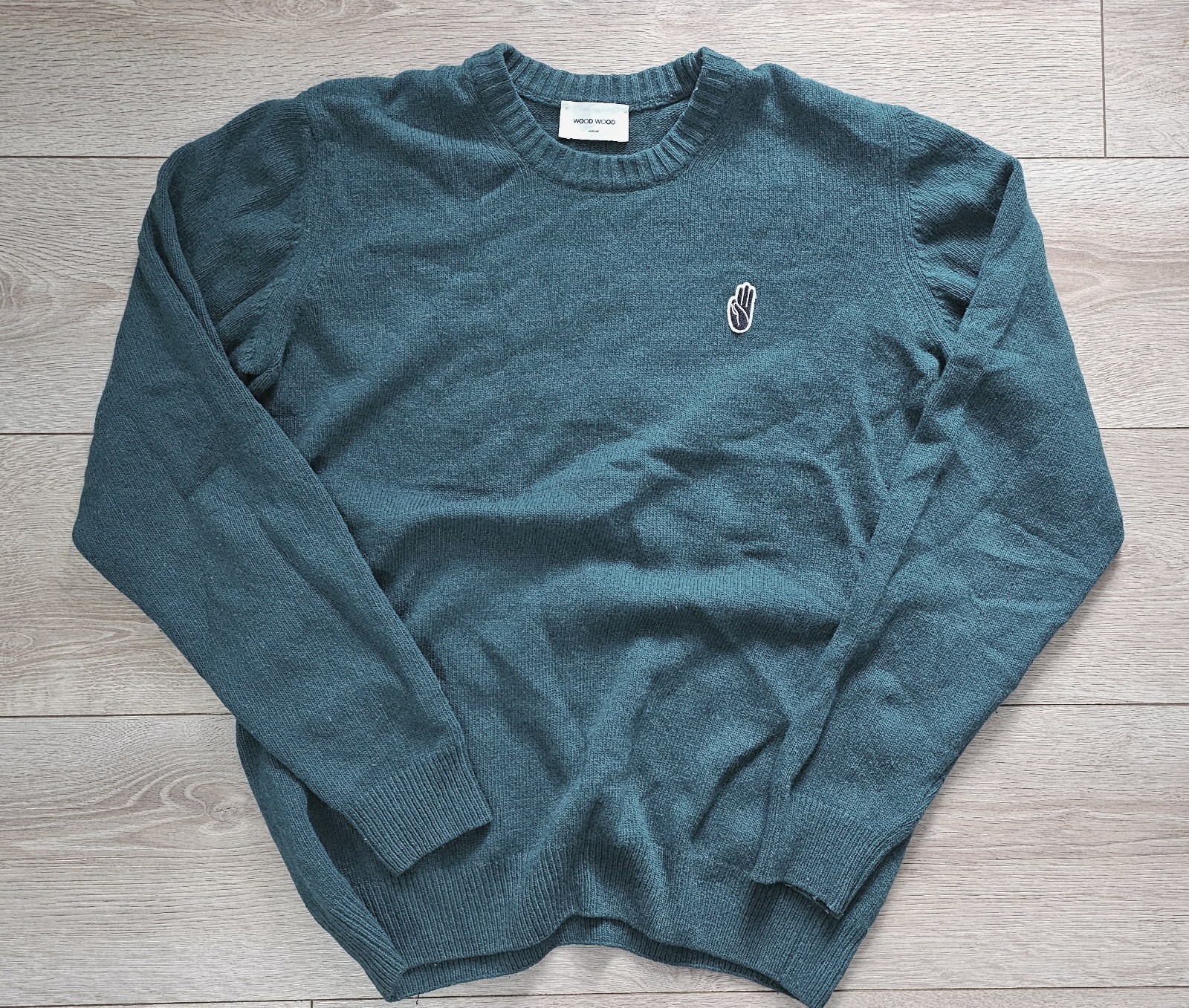 Wood Sweater: Yale Intense Green Wool Lambswool - Size M 