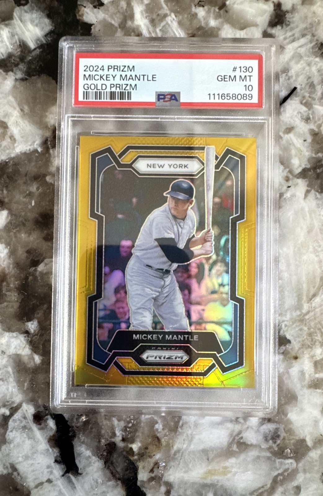 Mickey Mantle 2024 Panini Prizm - #130 Gold Prizm #10/10 PSA 10 GEM-MT