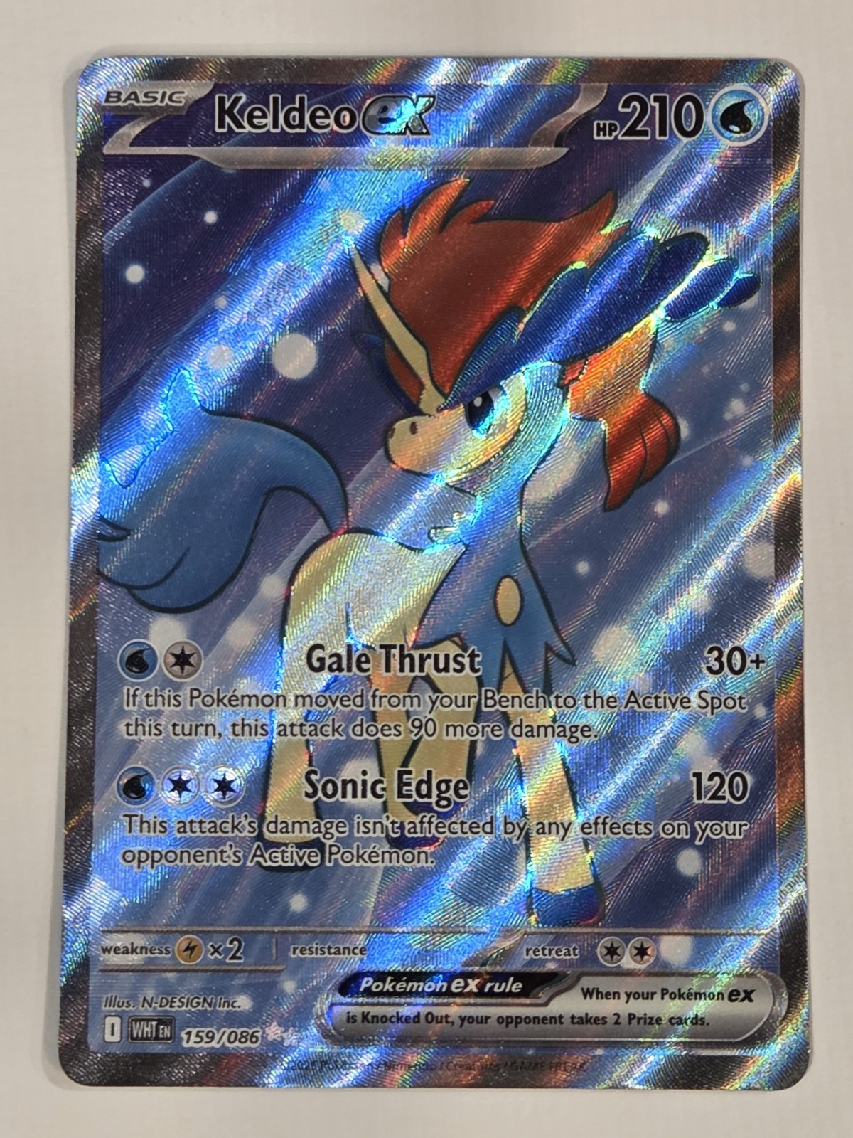 Keldeo ex 159/086 Holo White Flare Ultra Rare Full Art NM 🐎