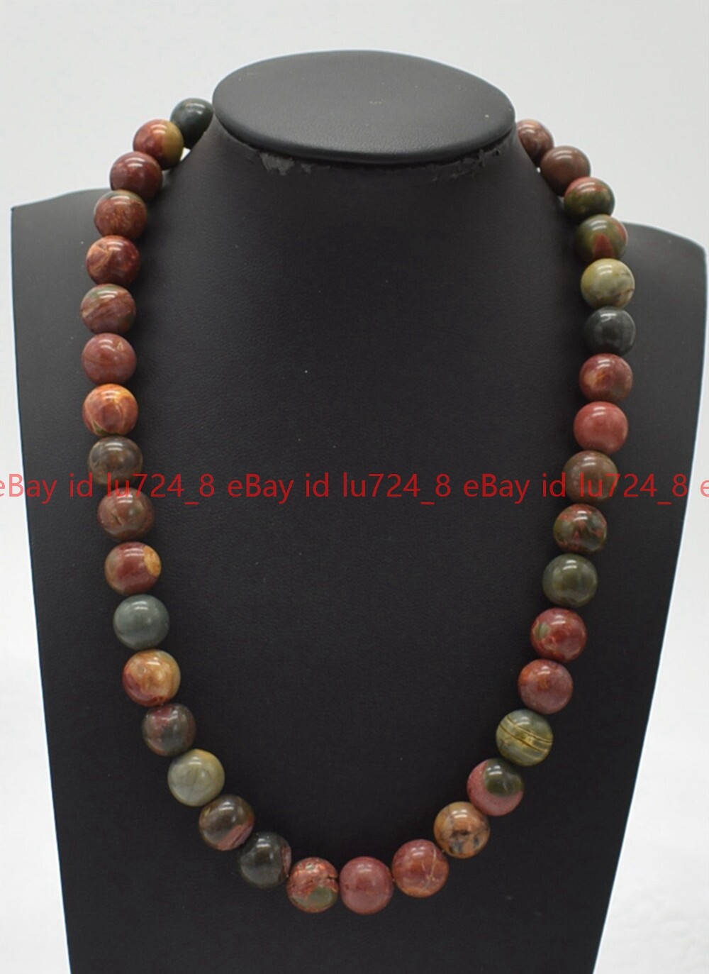 6/8/10/12/14mm Multicolor Picasso Jasper Gemstone Round Beads Necklace 18\