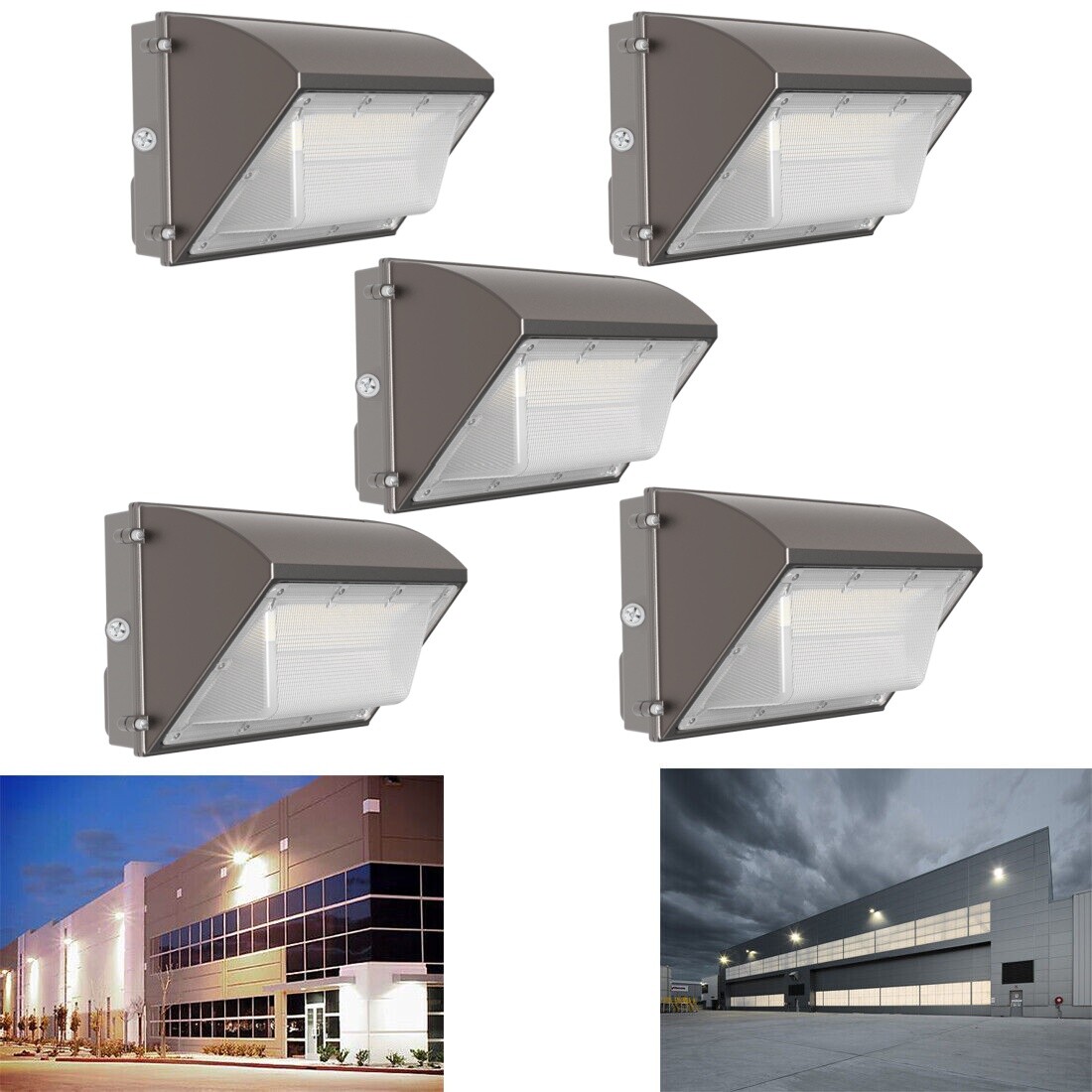 5Pack LED Wall Pack Lights 150W 18000LM Commercial Outdoor Security Lighting