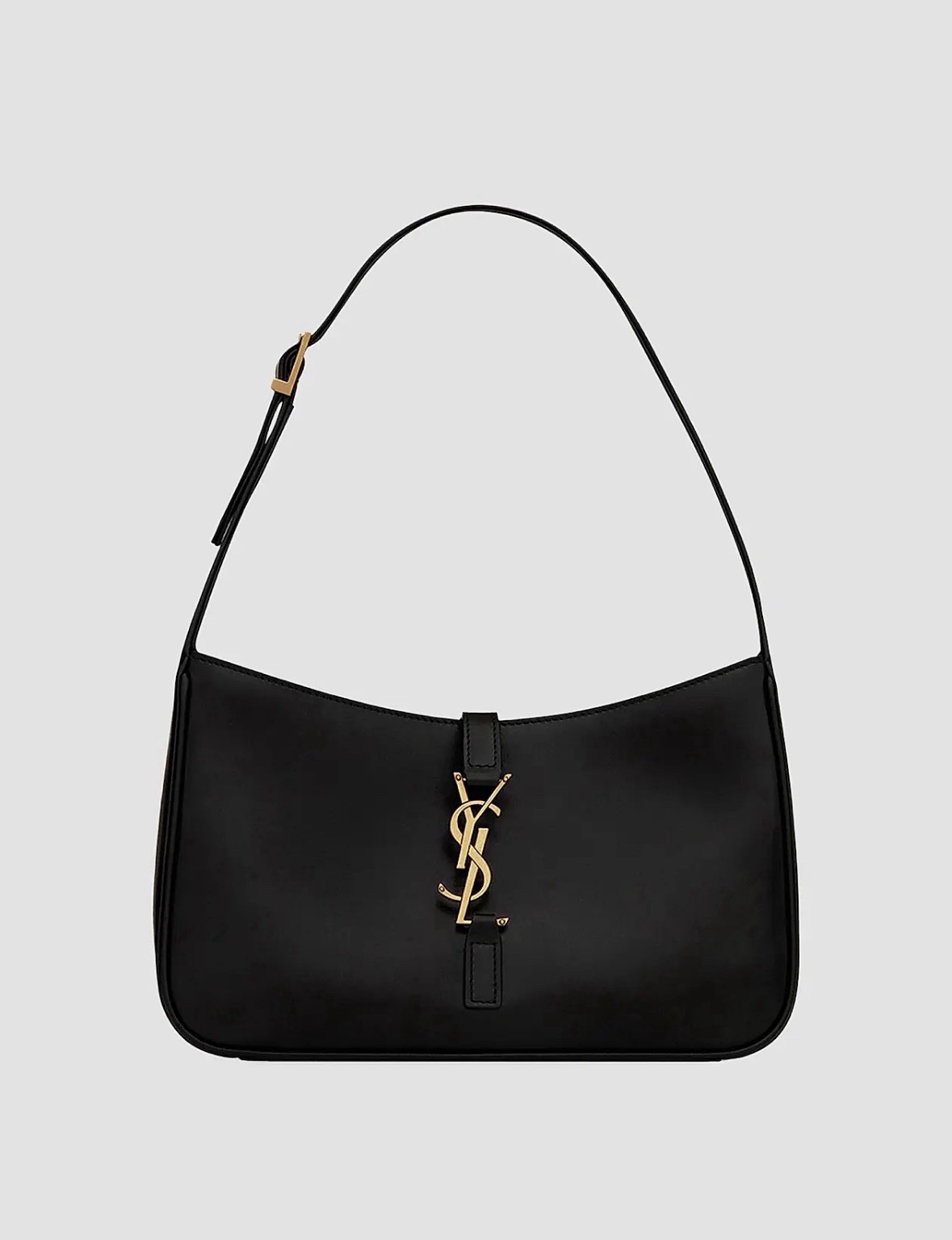 Saint Laurent Women\'s Black Shoulder Bag Gold Logo Hardware Buckle Closure