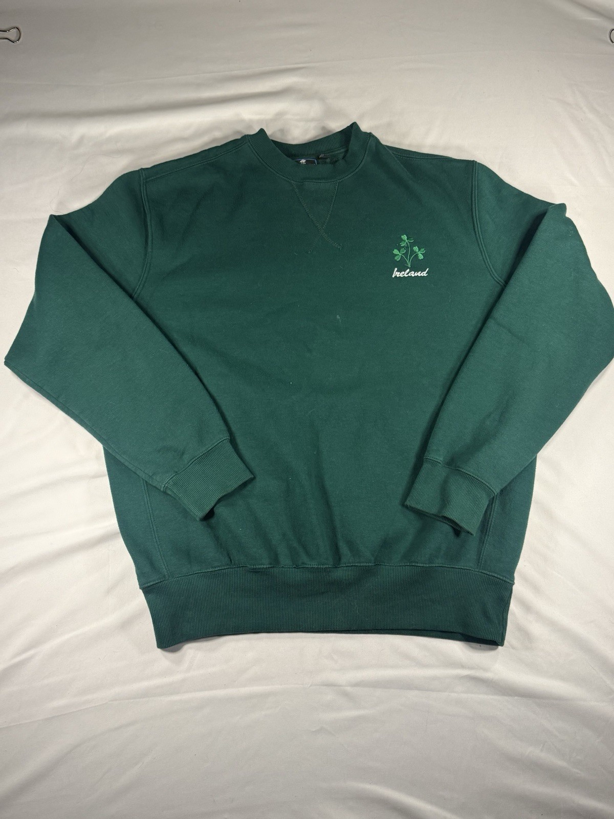 Vtg Dolmen Stitched Ireland Clover Green Crewneck Pullover Sweatshirt Size XXL