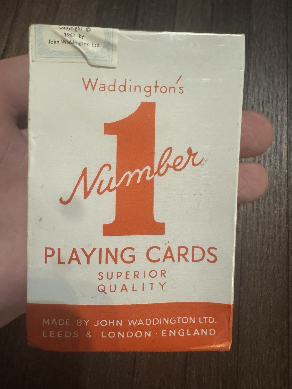 Vintage 1962 Waddington's Number 1 Playing Cards New Sealed Box Made in England