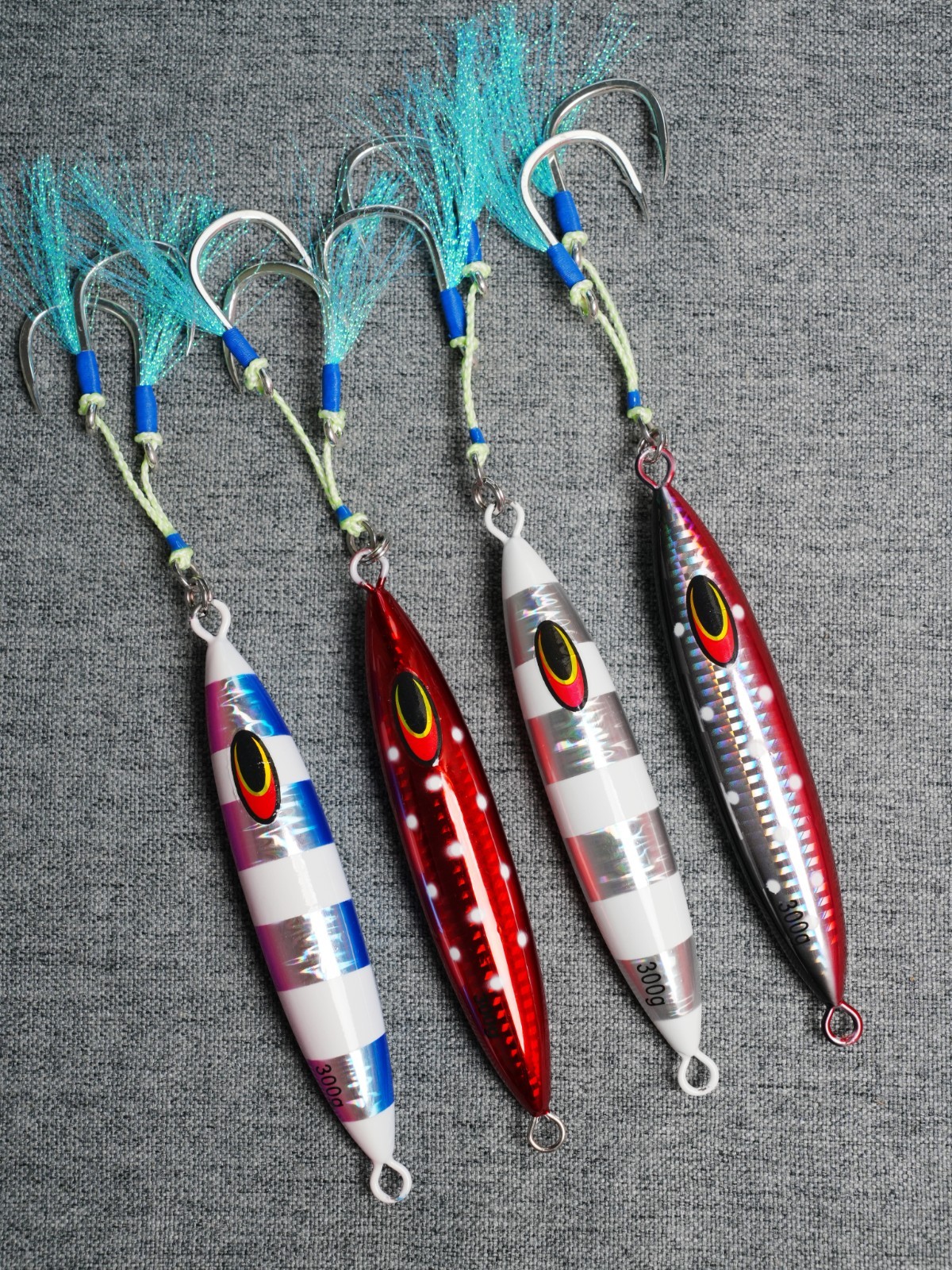 Lot 300g Slow Pitch Knife Jig Saltwater Metal Jig Glow Tuna Bluefin Fishing Lure