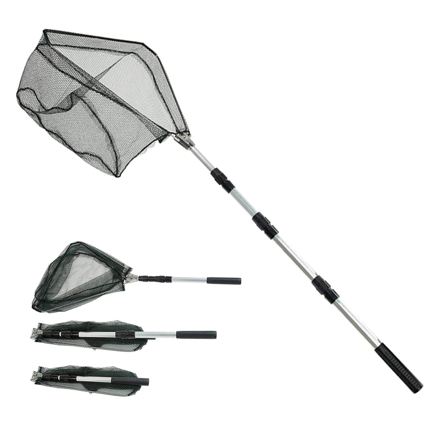 59 Inch Aluminum Telescoping Fishing Net with Rubber Coated Long Handle for Sale