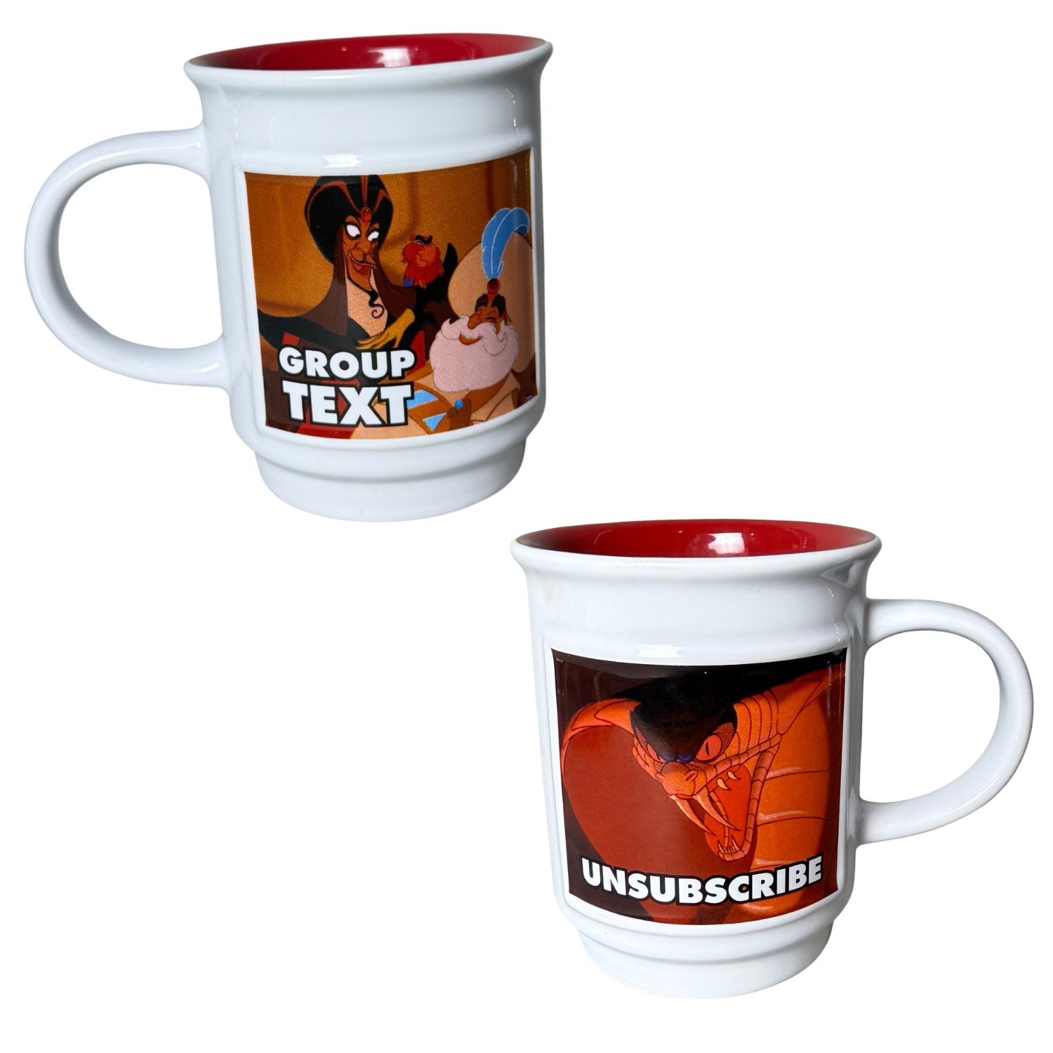 Disney Store Aladdin Jafar Serpent Evil Meme Double Sided Coffee Mug Cup