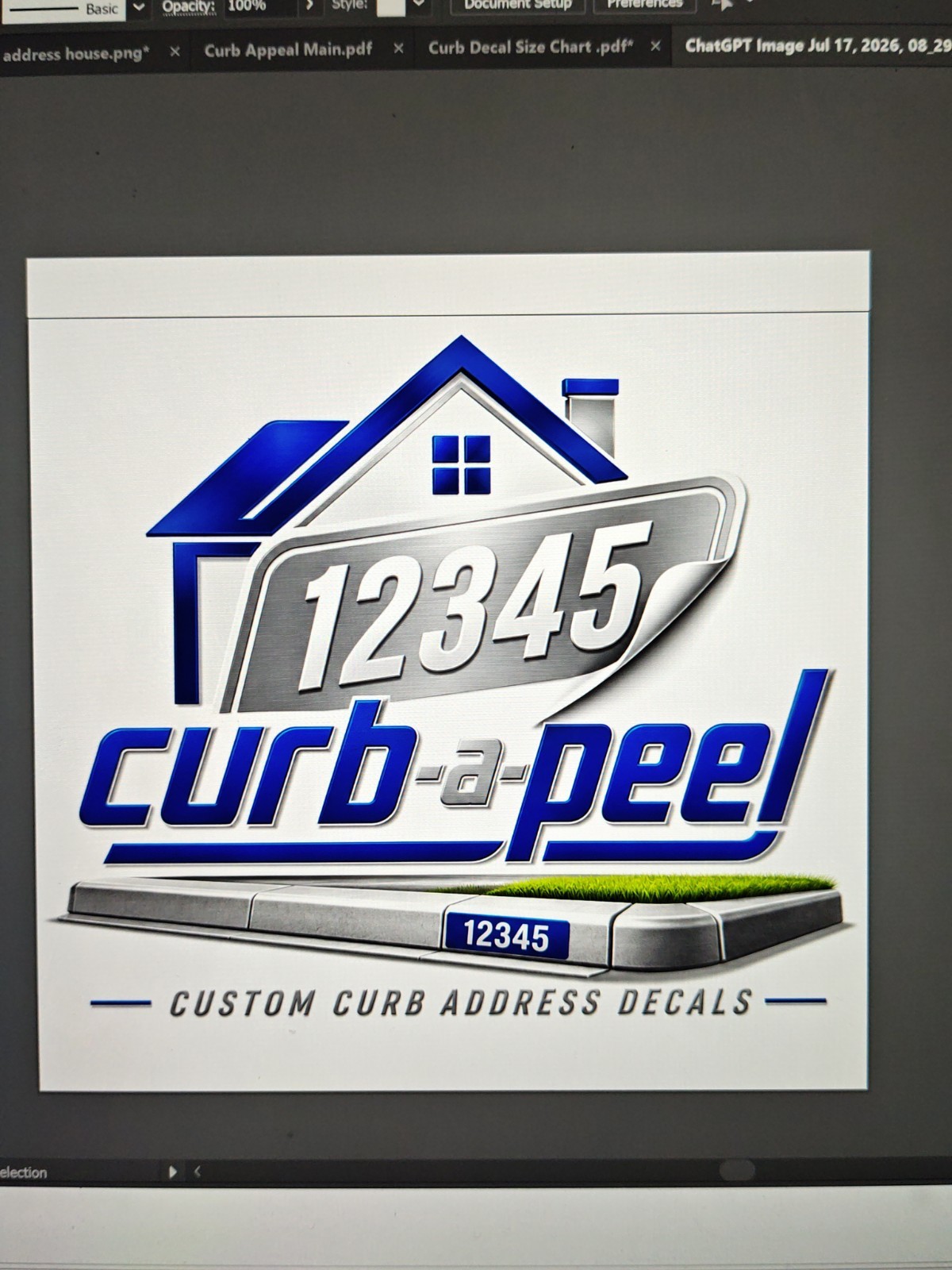 Custom Curb Address with Optional Graphic Self Adhesive Slip Resistant Vinyl