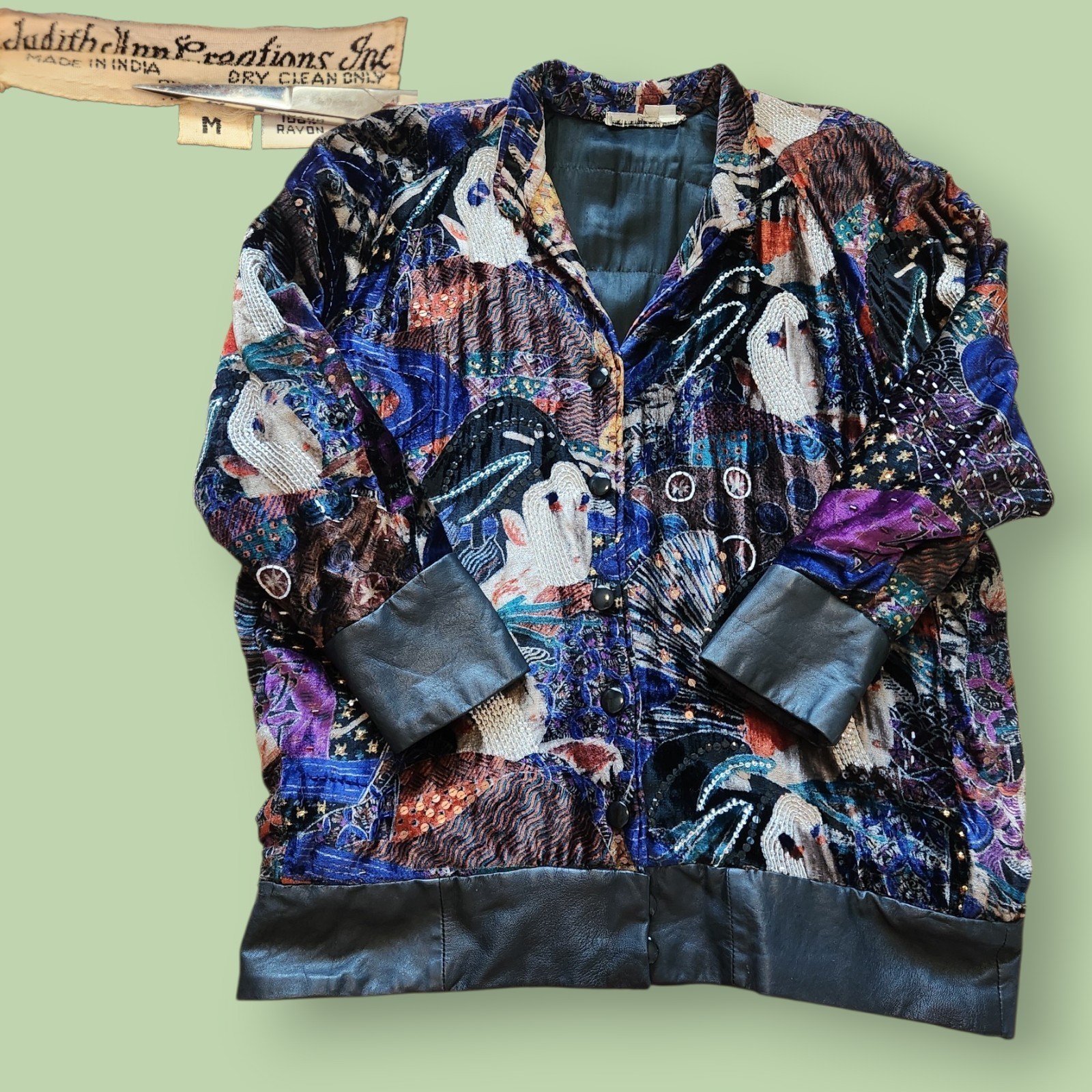 VTG 80s Judith Ann Creations Art To Wear Geisha Velvet Beaded Jacket Medium M VTG 80s Judith Ann Creations Art To Wear Geisha Velvet Beaded Jacket Medium M