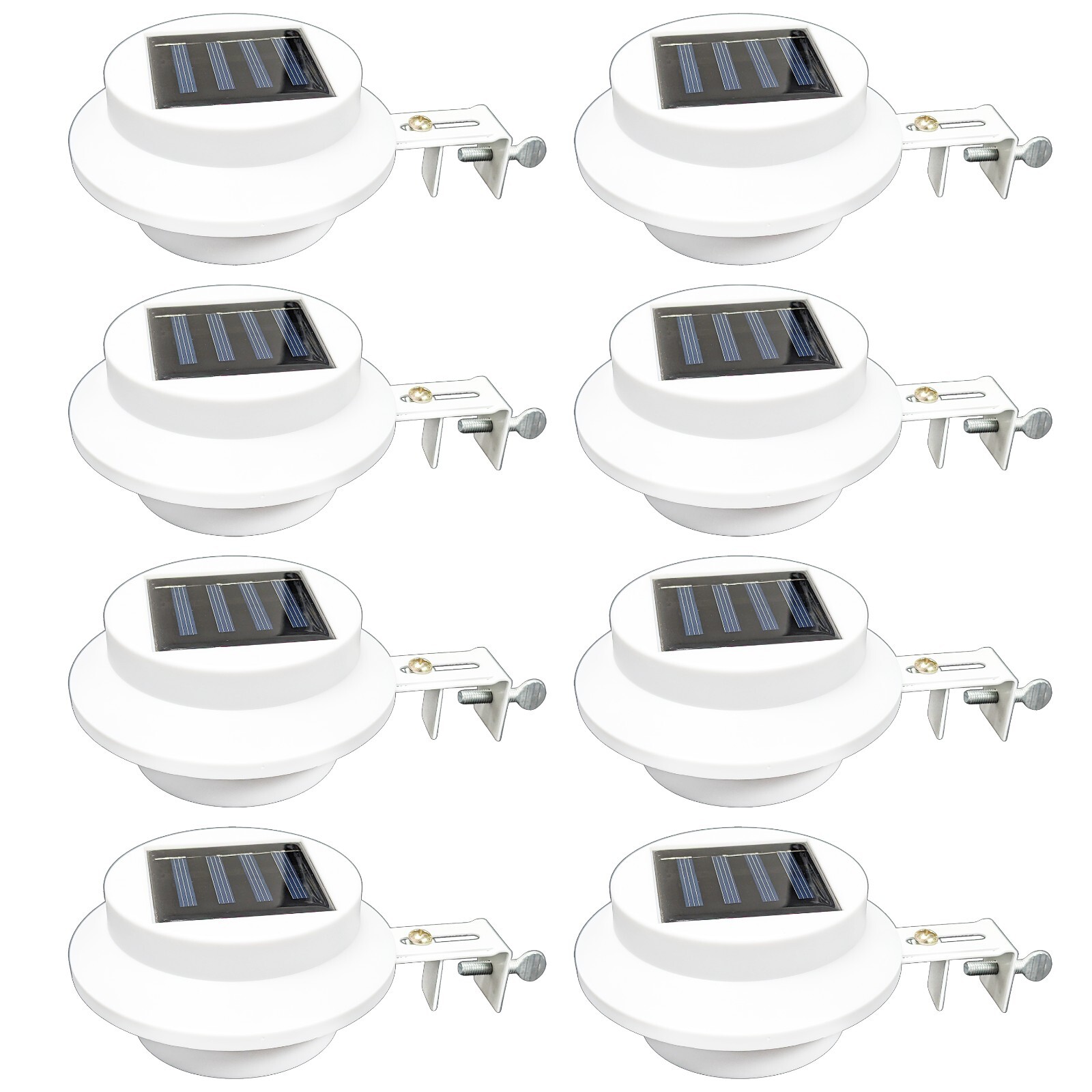 8 Pack Waterproof Solar Powered LED Outdoor Gutter Lights with Brackets 8 Pack Waterproof Solar Powered LED Outdoor Gutter Lights with Brackets