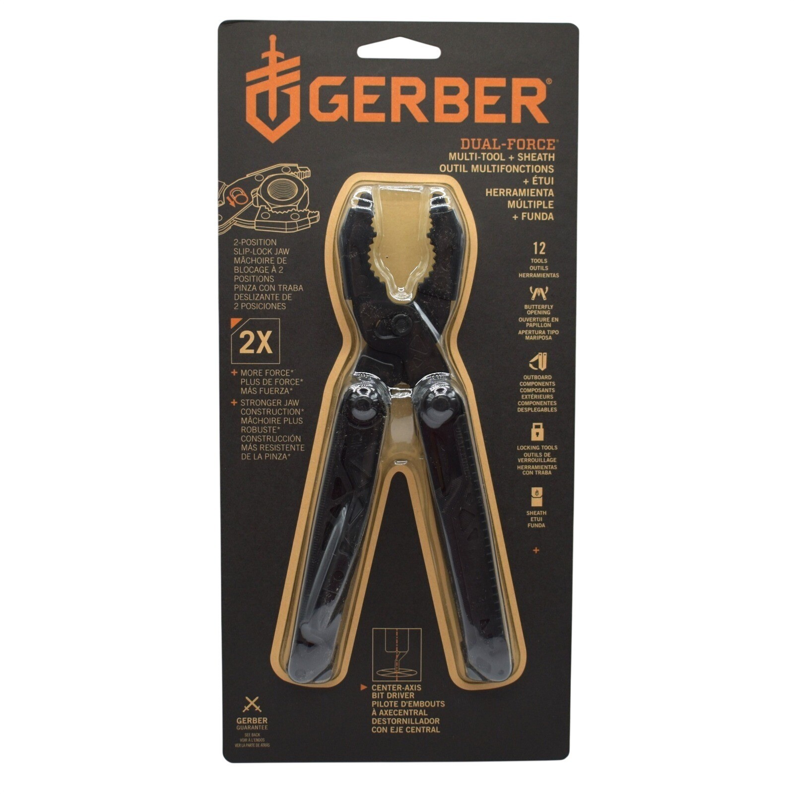 Gerber Dual-Force 12-in-1 Multi-Tool Pliers Knife with Sheath Black EDC 8970223A