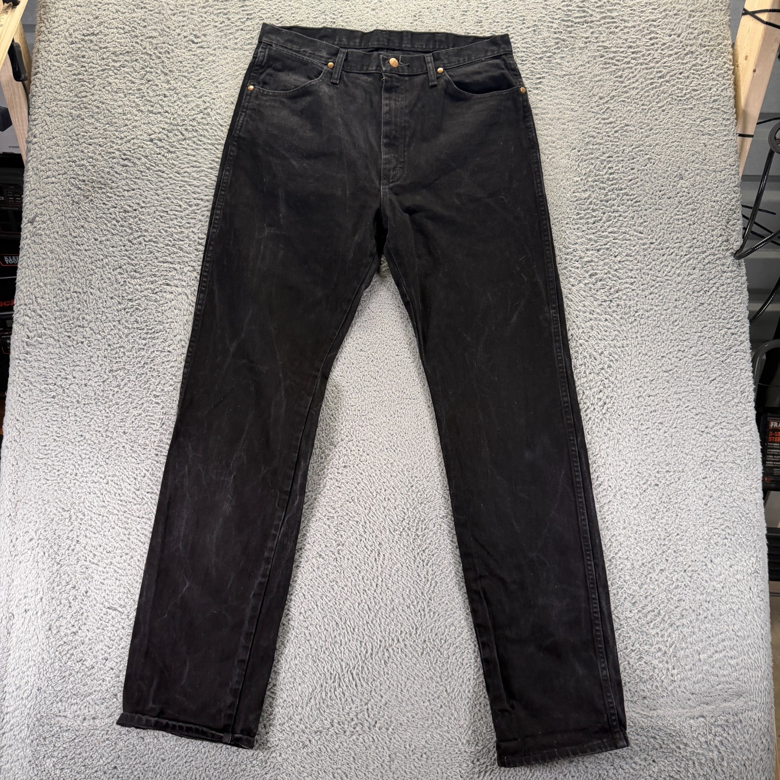 Vintage Wrangler Cowboy Cut Jeans Mens 34x36 Black Cotton Denim Bootcut Western