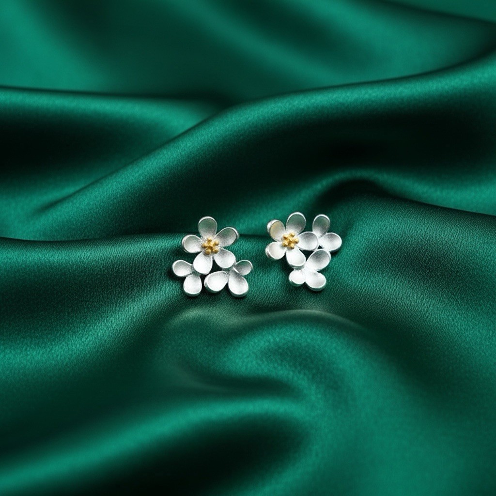 Sundance Catalog Silver Flower Earrings 925 Boho Stud CZ Delicate Floral Gold Sundance Catalog Silver Flower Earrings 925 Boho Stud CZ Delicate Floral Gold