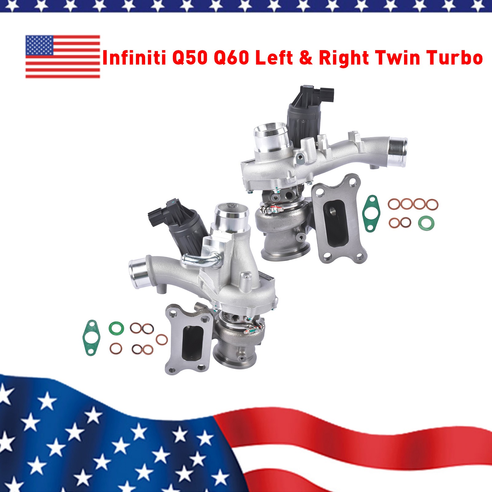 Twin Left & Right Side Turbo Turbocharger for Infiniti Q50 Q60 3.0L V6 Engine