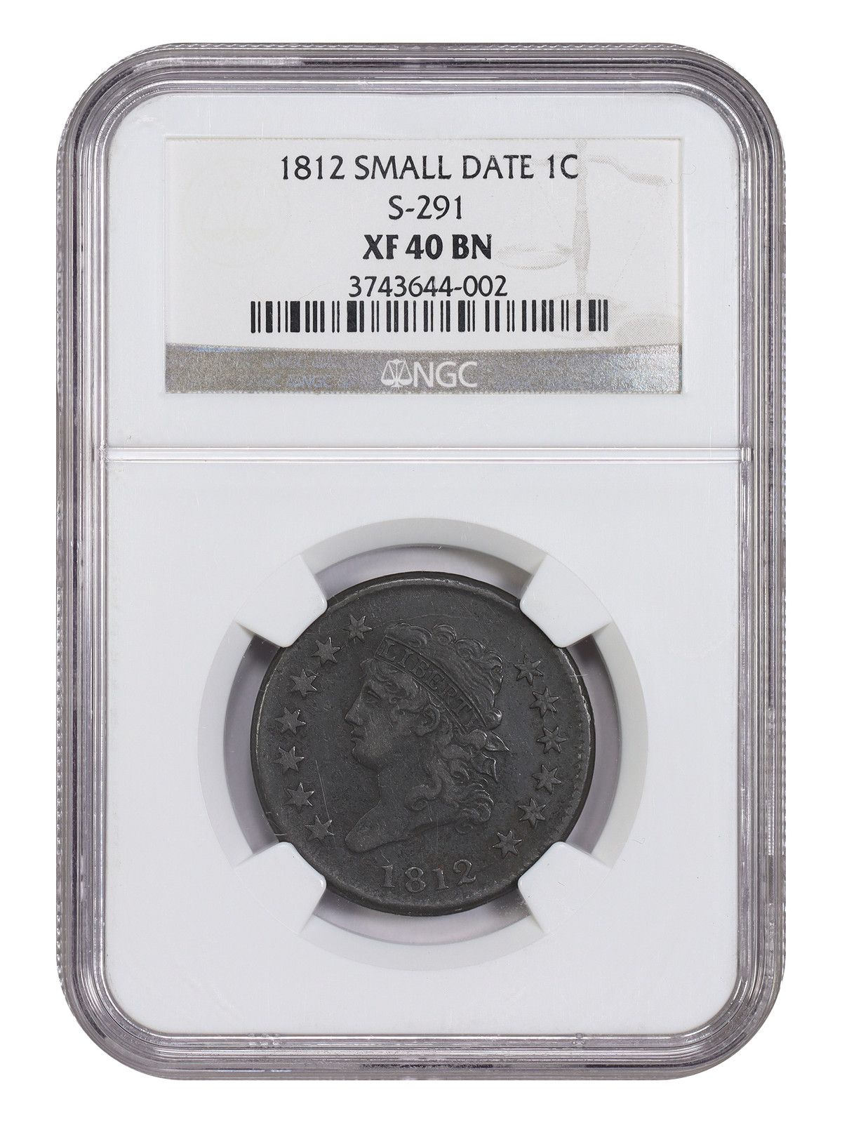 1812 1C NGC XF40 (S-291, Small Date) - Classic Head Cent - Tough Variety 1812 1C NGC XF40 (S-291, Small Date) - Classic Head Cent - Tough Variety