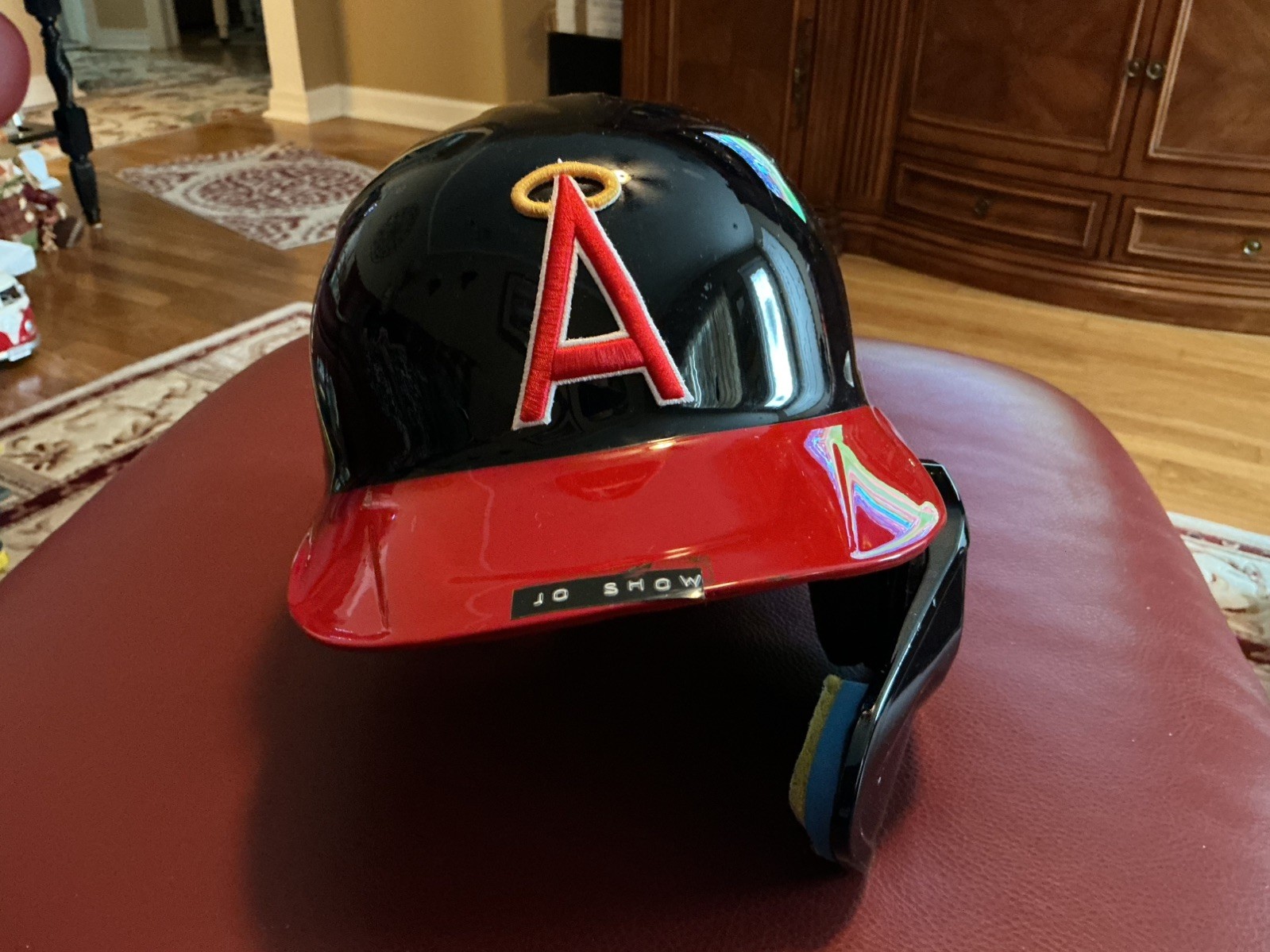 Game Used Worn LA ANGELS Throwback Batting Helmet JO ADELL MLB Hologram Anaheim
