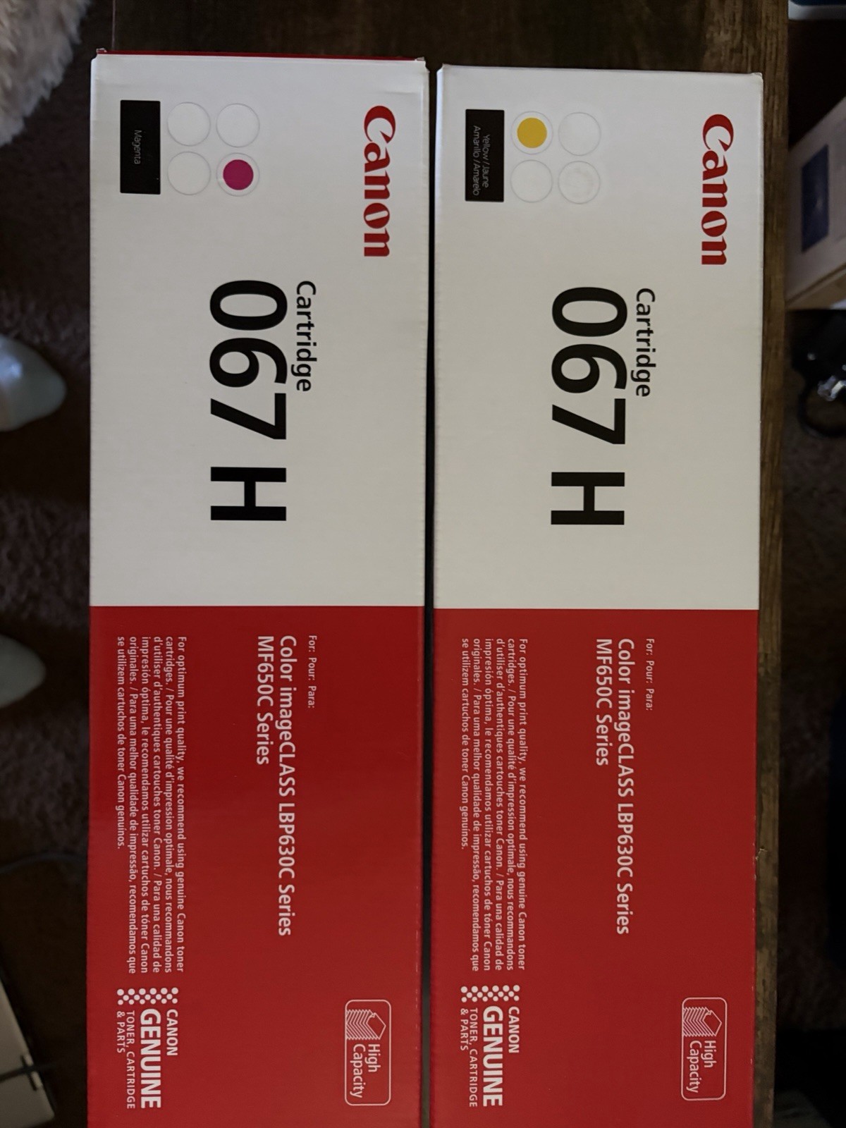 Canon 067H Genuine Original High Capacity Laser Toner Yellow & Magenta