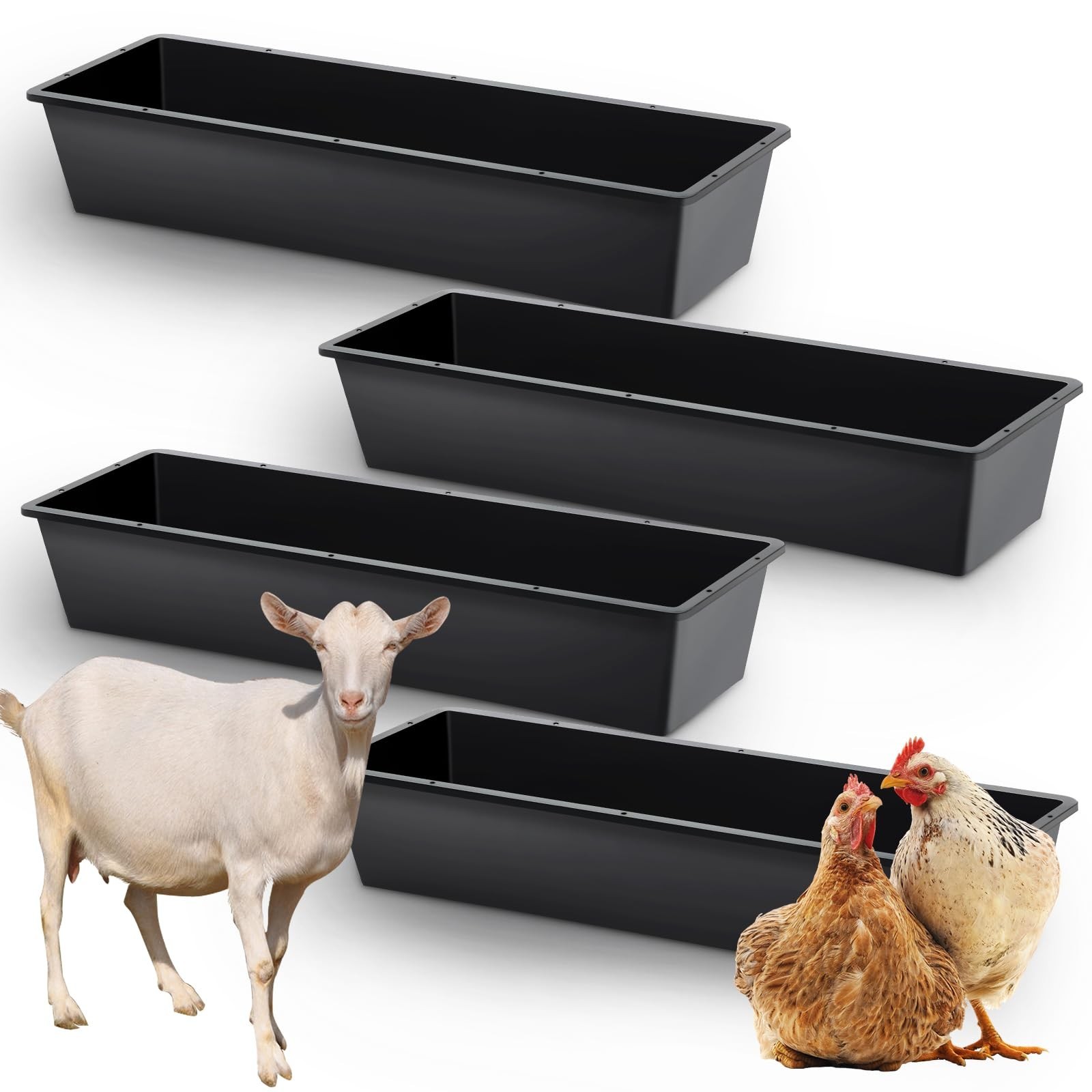 Geelin 4 Pcs 12 Gallon/48 Quart Large Capacity Livestock Water Trough 39\