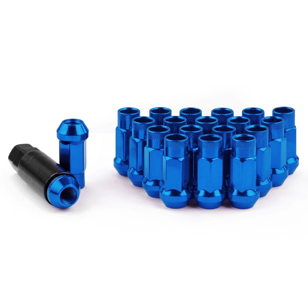 M12 x 1.5mm/M12 x 1.25mm Blue 47mm Open End Steel Acorn Wheel Lug Nuts 20PCS M12 x 1.5mm/M12 x 1.25mm Blue 47mm Open End Steel Acorn Wheel Lug Nuts 20PCS