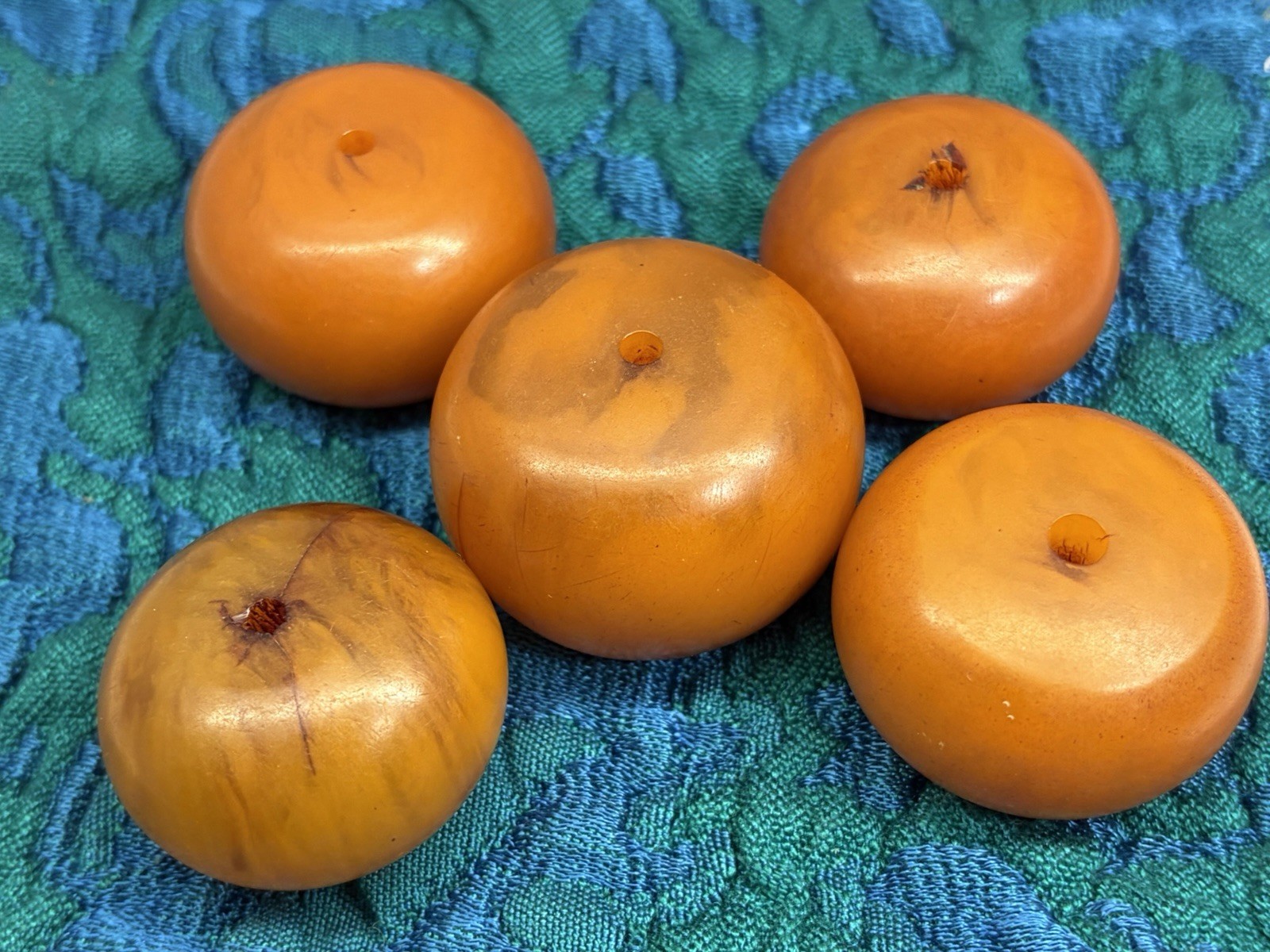 5 Lg Antique “African Amber” Phenolic Resin/Bakelite Beads, Butterscotch 125 gr