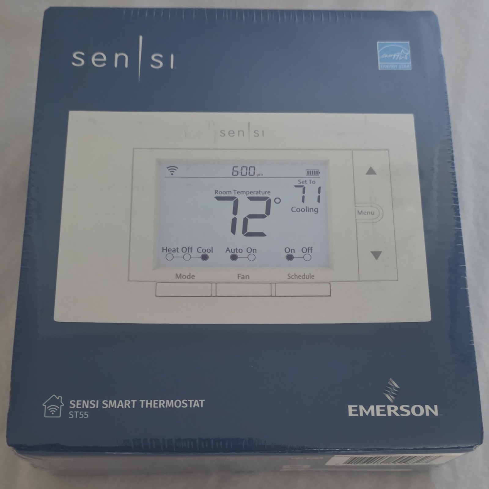 Emerson Sensi Smart Thermostat ST55 Wi-Fi Alexa/HomeKit/GA, Humidity, White