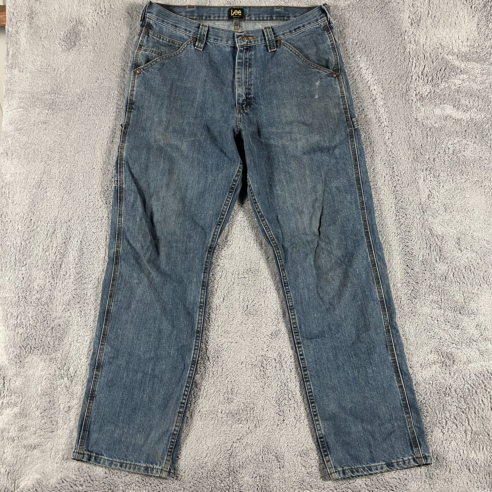 Vintage Lee Carpenter Loose Fit Mens 34x32 Blue Medium Wash Utility Jeans