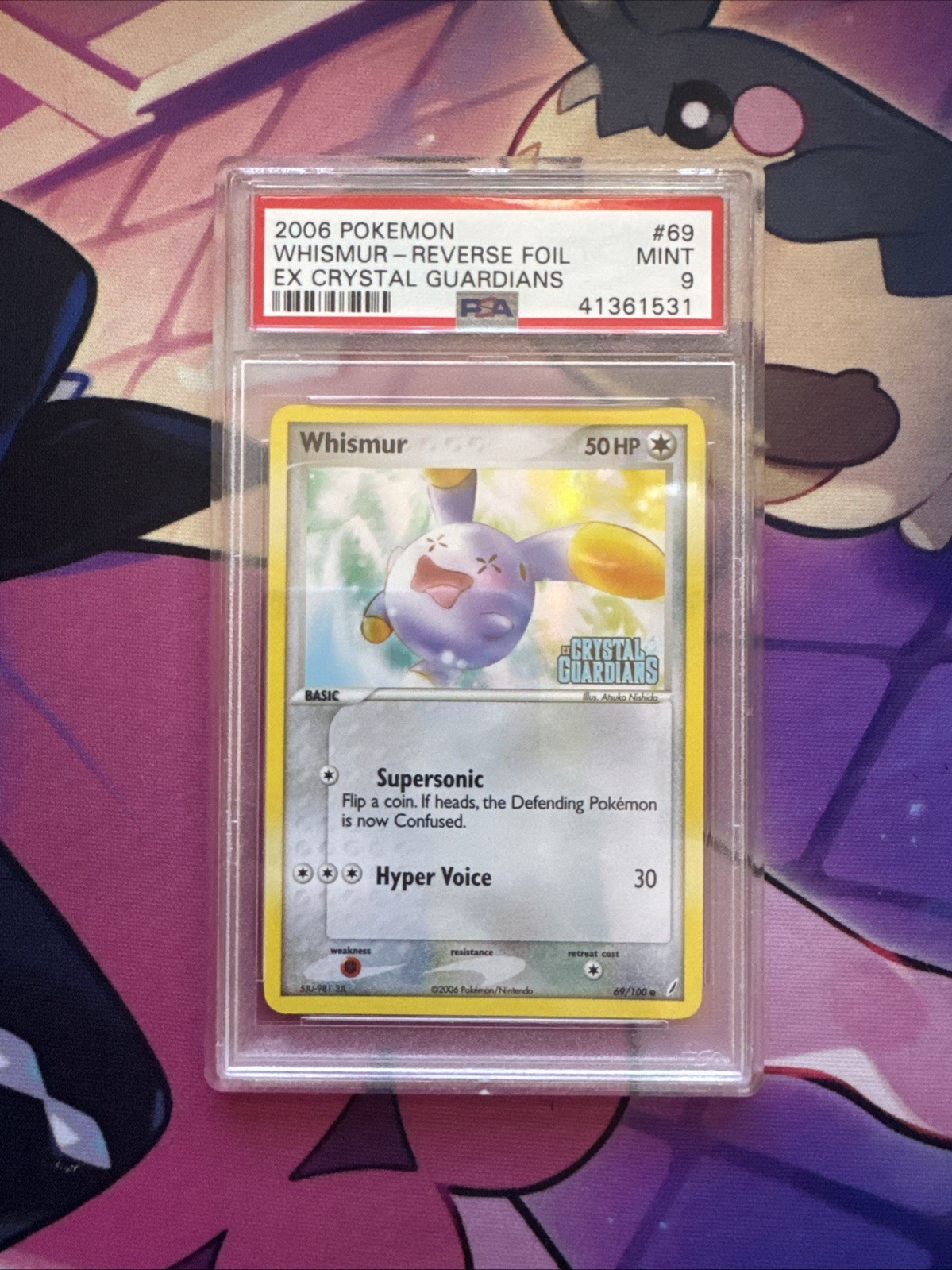 Whismur 69/100 EX Crystal Guardians Reverse Foil Pokemon PSA 9 MINT STAMPED