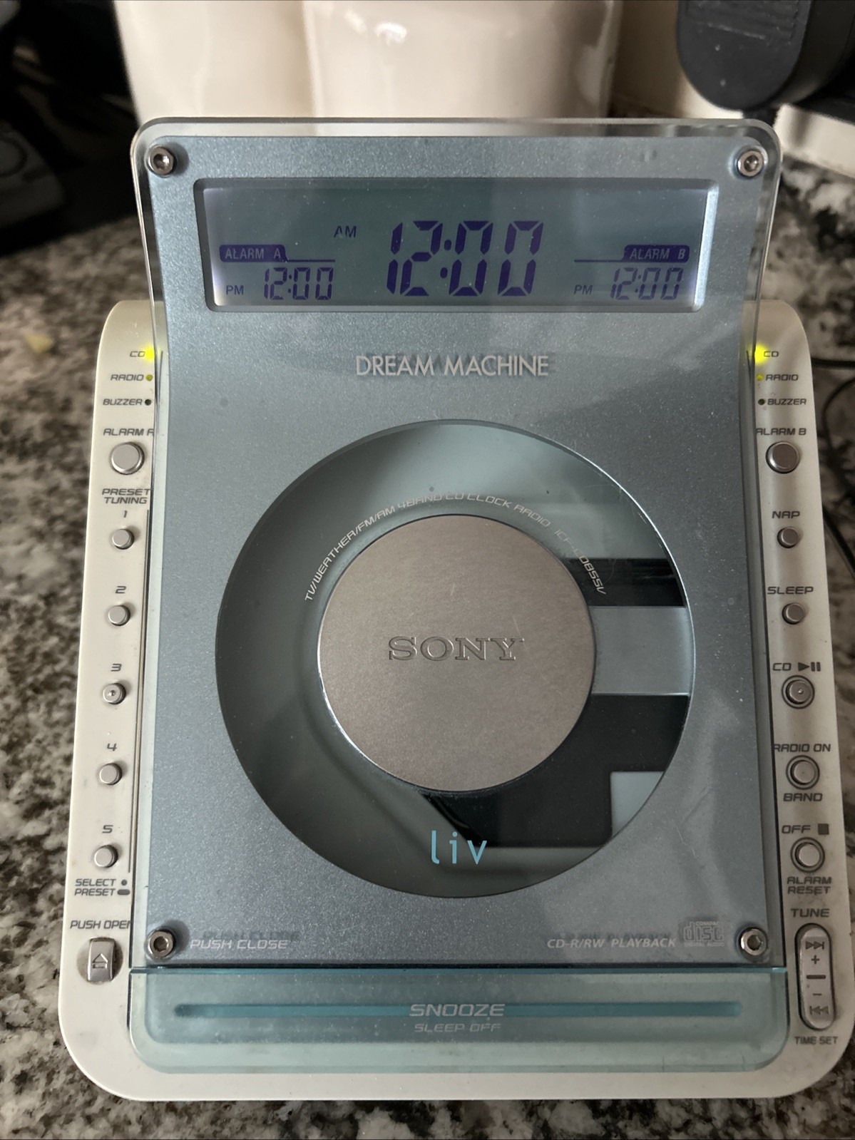 Sony Dream Machine ICF-CD855V CD Player Alarm Clock Radio FOR PARTS