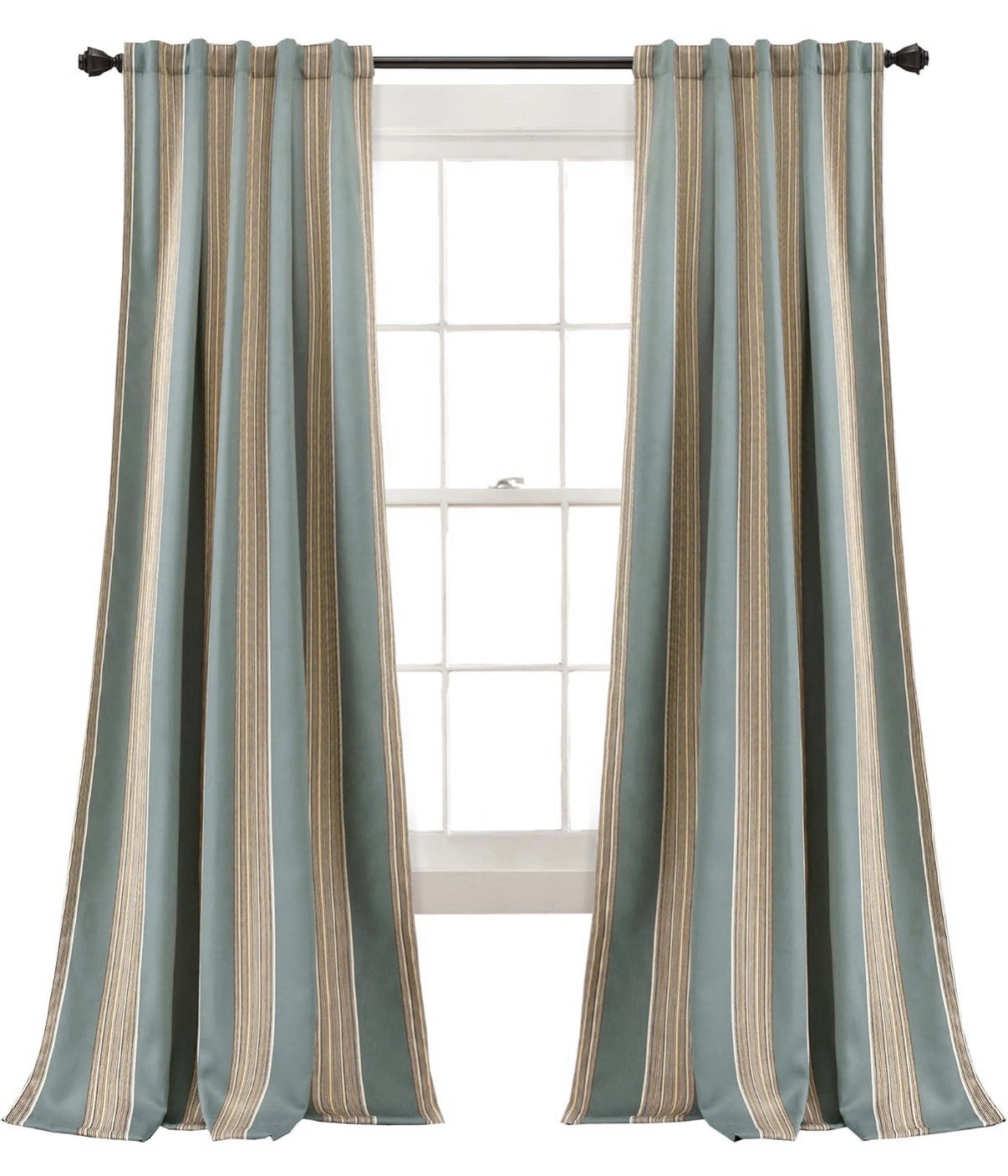 Lush Decor Julia Stripe Room Darkening Curtain Panel Pair Blue 52x84 Set NWT