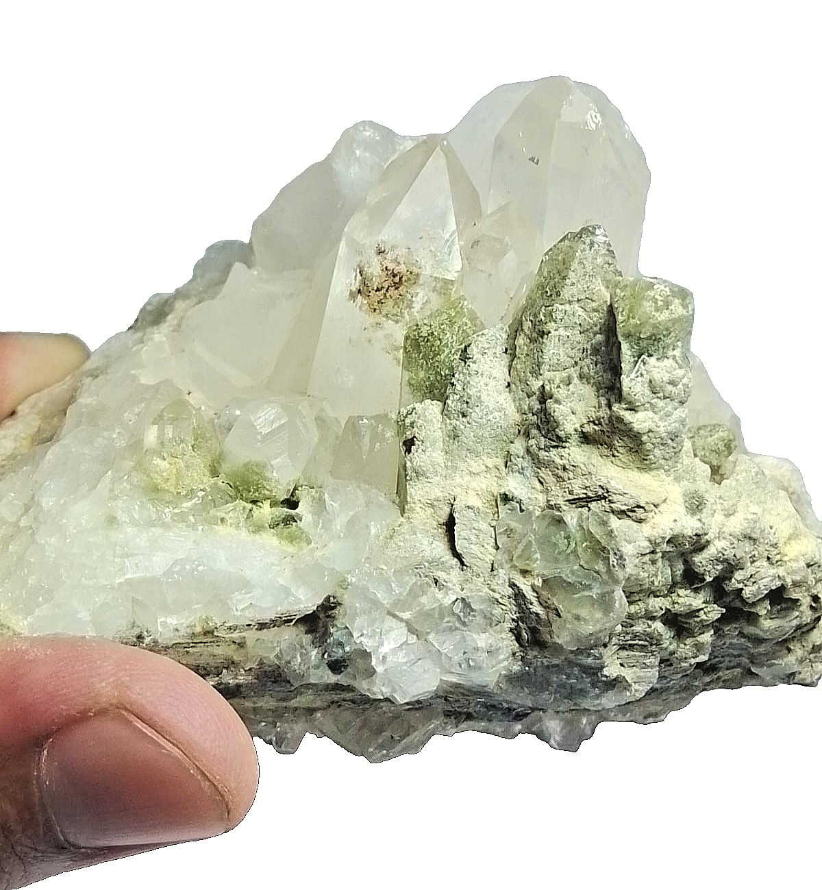 467g Natural Chlorite Included Quartz Crystal Cluster 