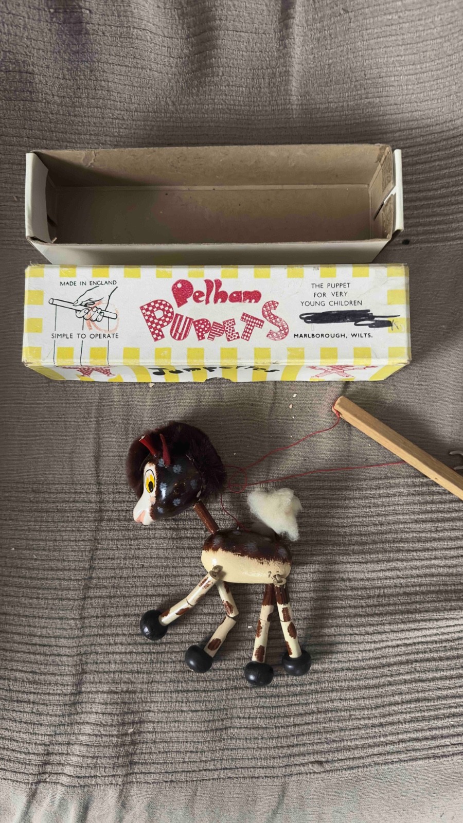 Vintage 1960s Pelham Puppets Reindeer Marionette Jumpettes, Damaged Vintage 1960s Pelham Puppets Reindeer Marionette Jumpettes, Damaged