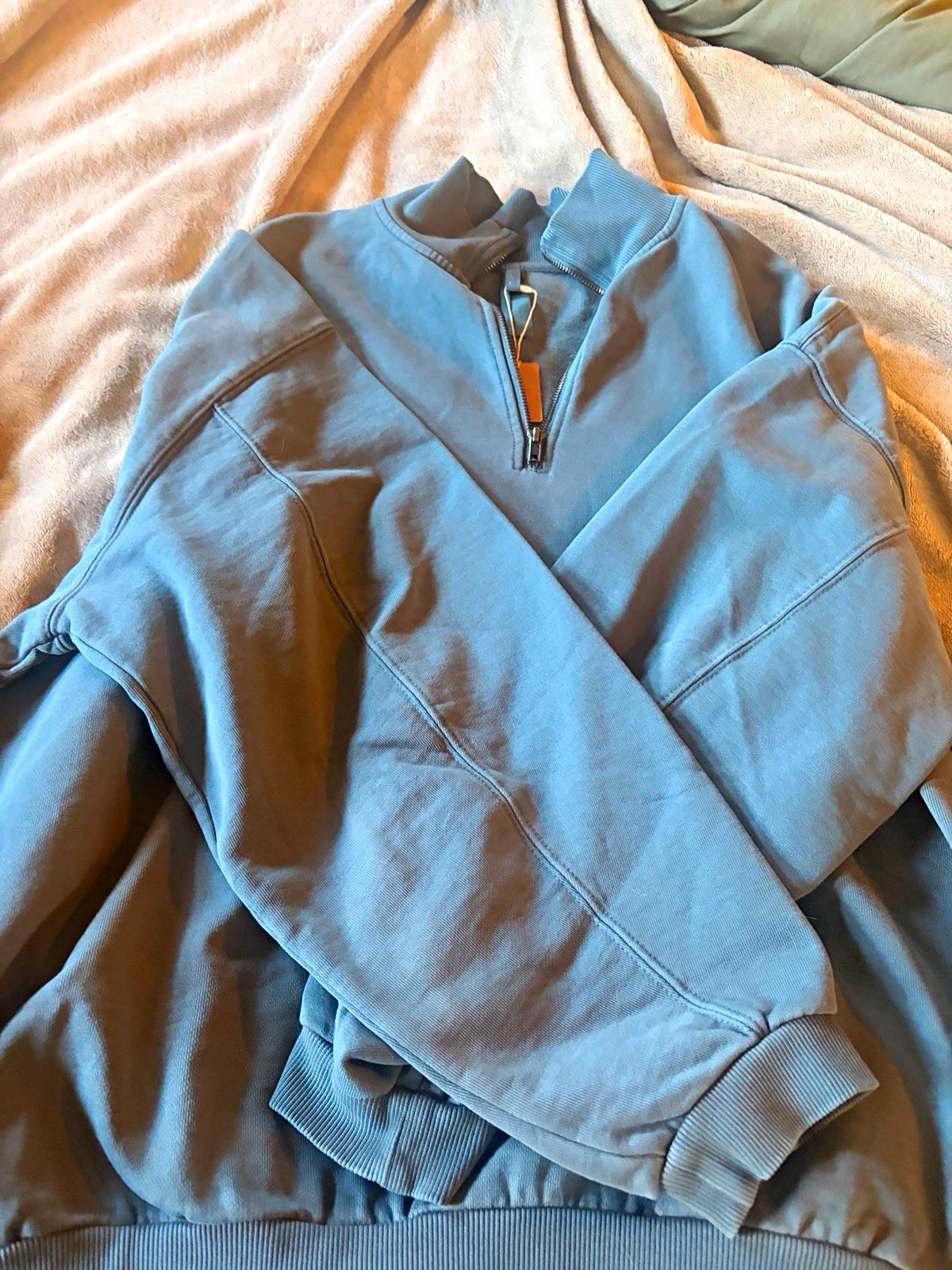 SKIMS Boyfriend Fleece Oversized 1/4 zip. Size S Color Zircon