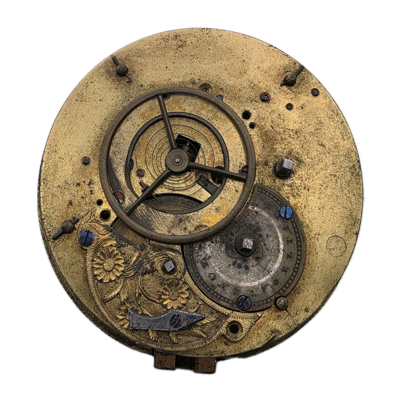 Antique French Pocket Watch Movement Avance Retard Enamel Dial 45mm Lot 409