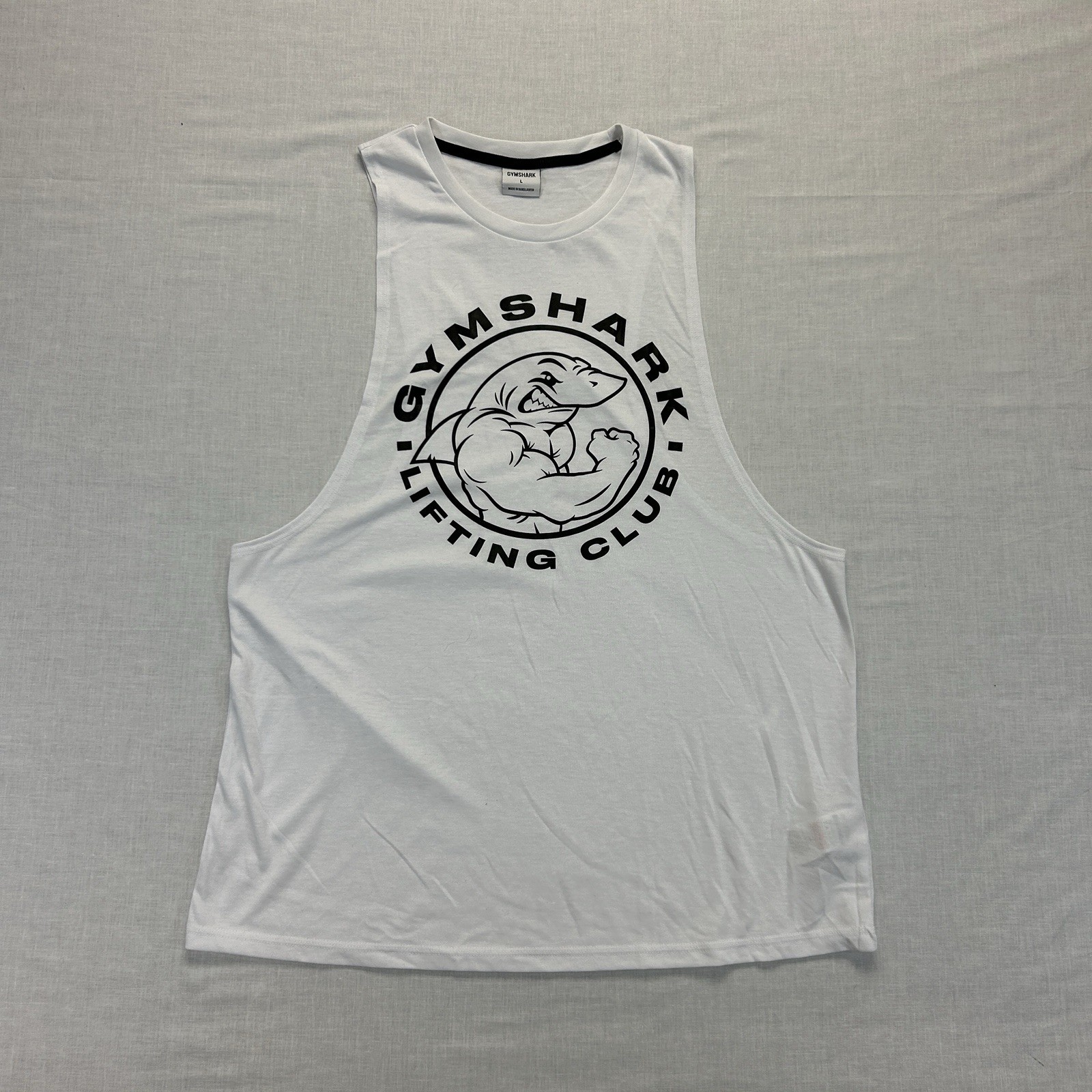 Gymshark Lifting Club Stringer Tank Top Men\'s Large White Graphic Print Muscle Gymshark Lifting Club Stringer Tank Top Men\'s Large White Graphic Print Muscle