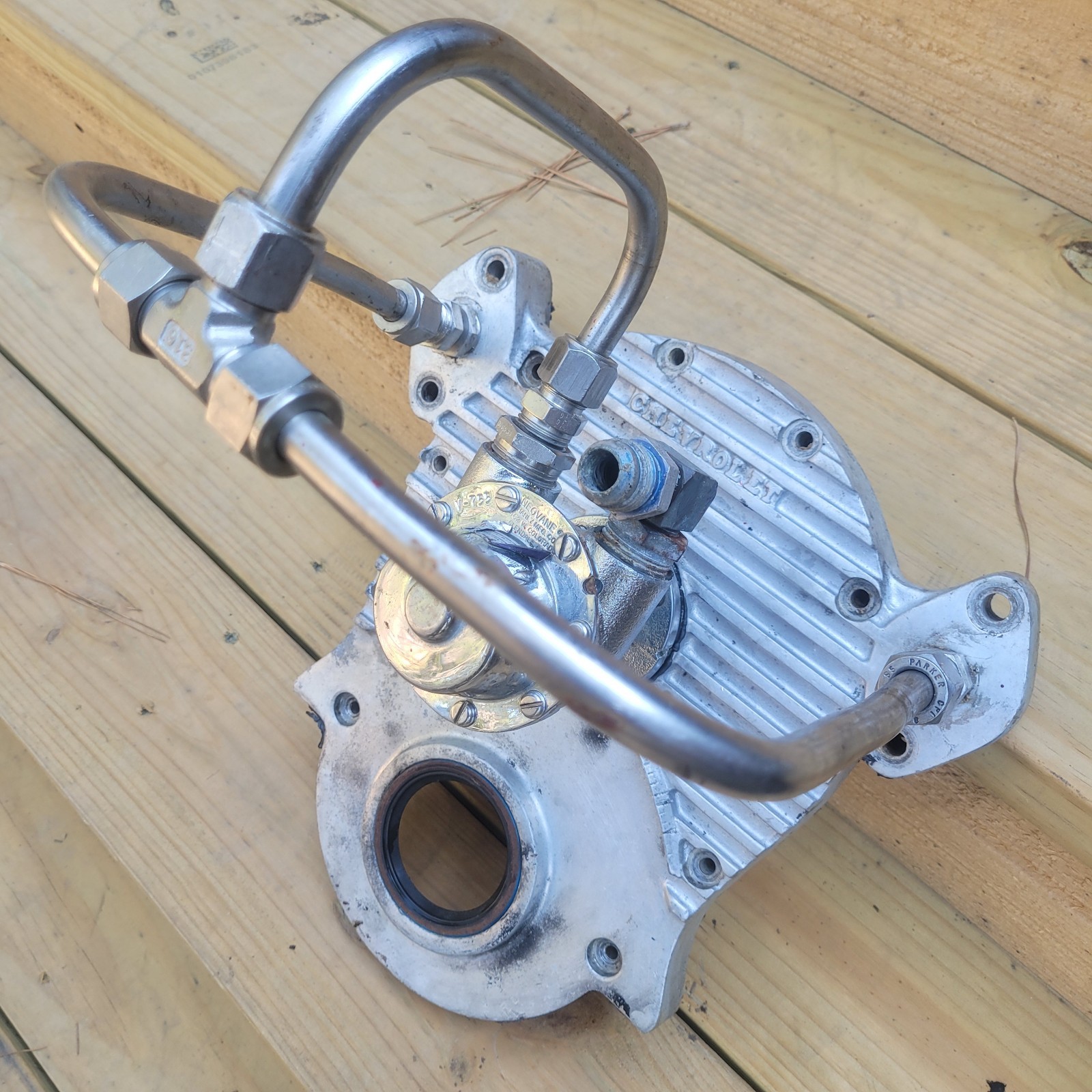 Vintage BBC Alum. Glenwood Timing Cover W/ Neovane W/P and SS Hard Lines 😎 