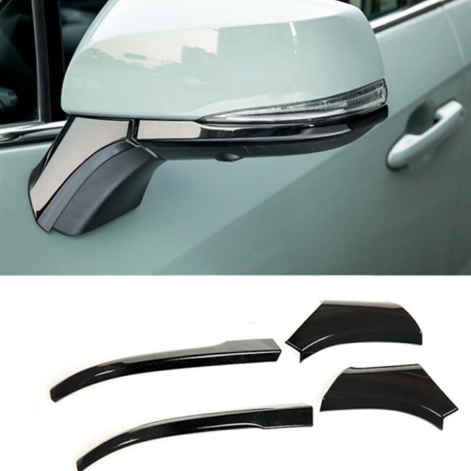 4pcs Glossy black Rear View Side Mirror Trim Fits Toyota Highlander 2020-2022 US