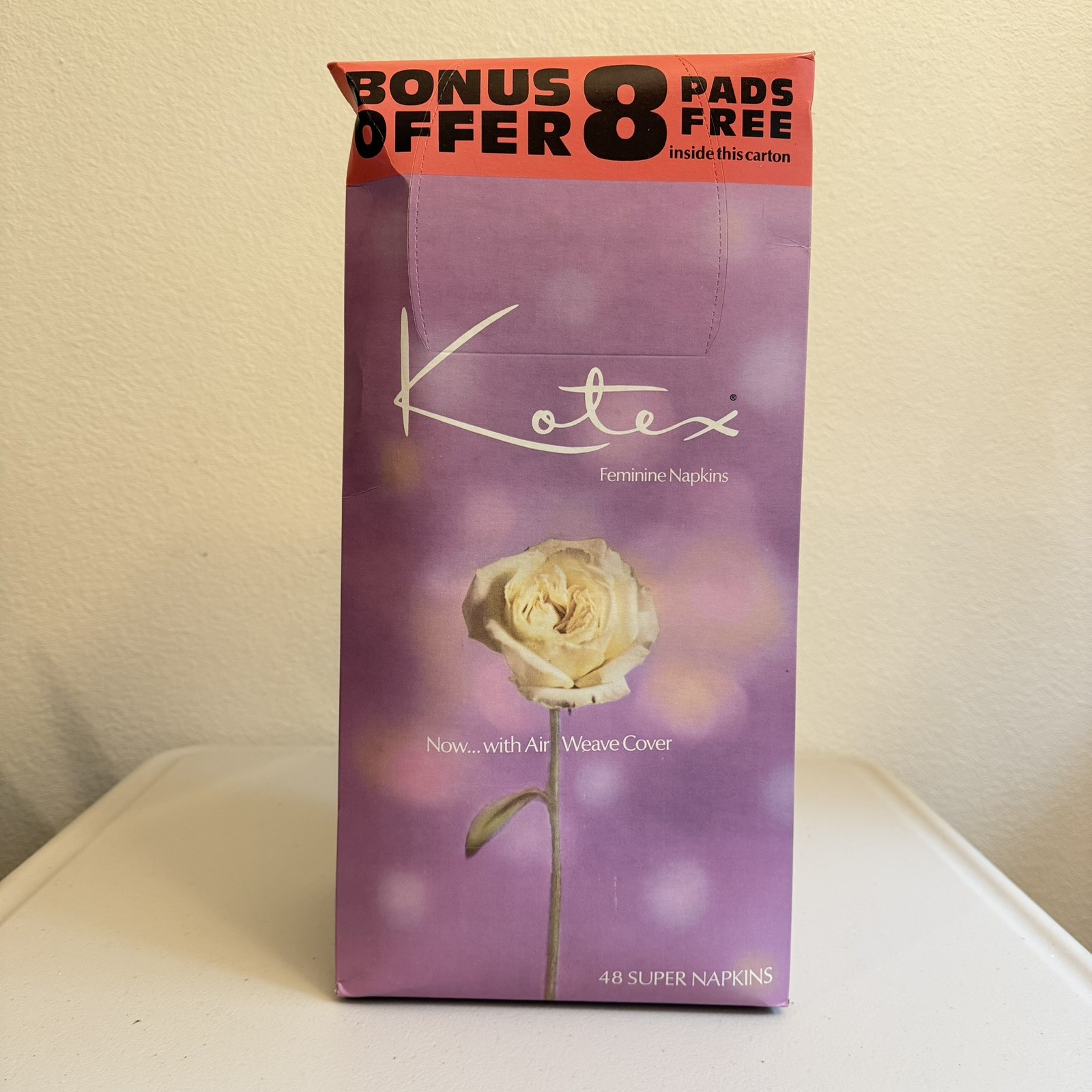 Vintage NOS Kotex Feminine Napkins 48 Pack 1973 USA Sanitary Belt Pads Box Prop