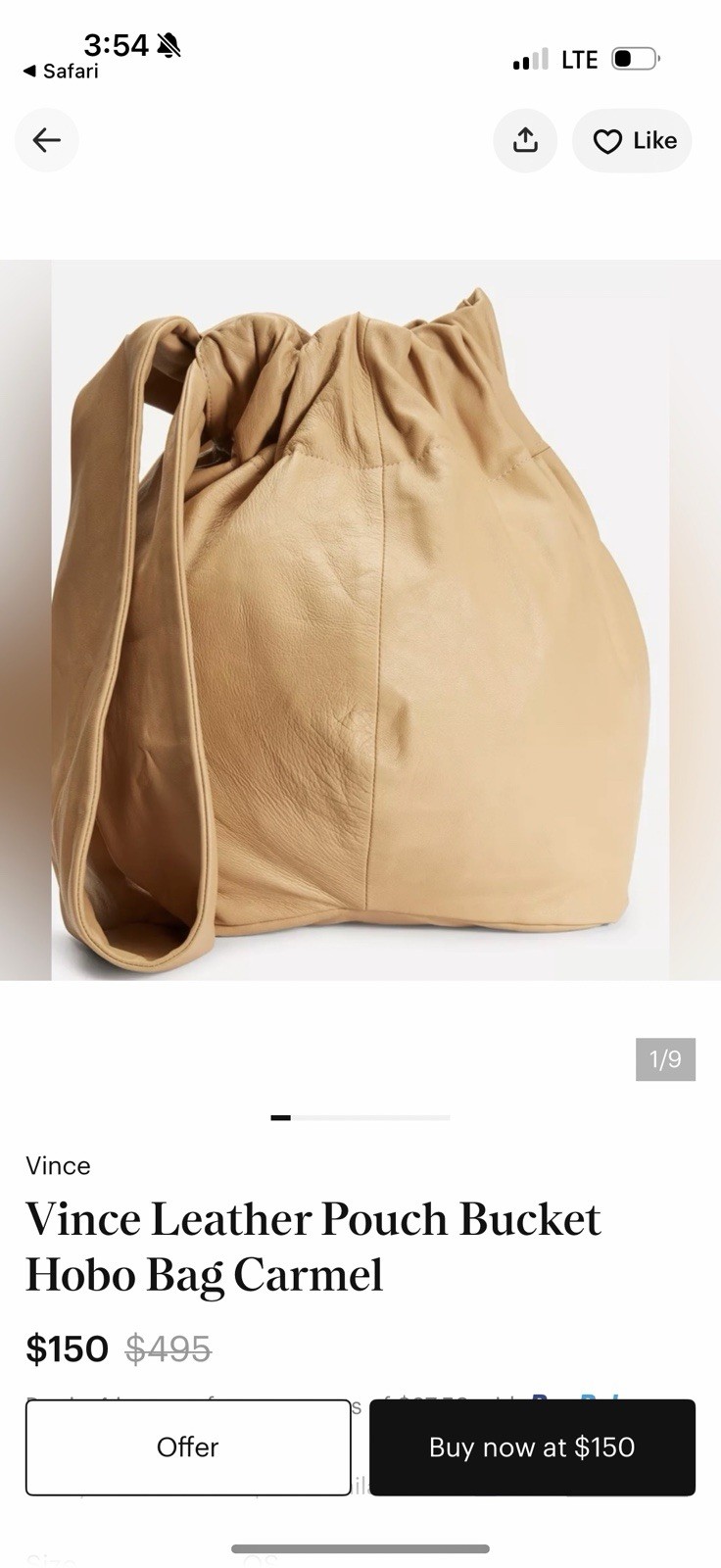 $450 Vince Women’s Satchel Bag Shoulder Leather Bag Tan Beige Slouchy $450 Vince Women’s Satchel Bag Shoulder Leather Bag Tan Beige Slouchy