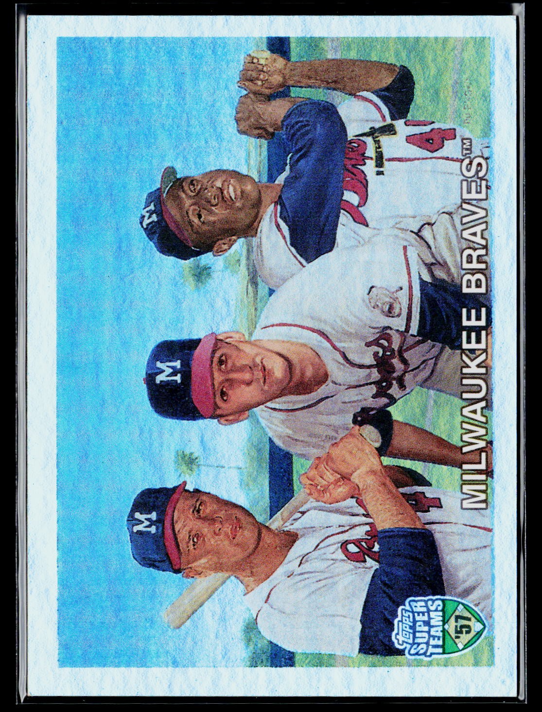 2002 Topps Super Teams #42 Spahn /Mathews / Hank Aaron Retrofractors #/1957 2002 Topps Super Teams #42 Spahn /Mathews / Hank Aaron Retrofractors #/1957