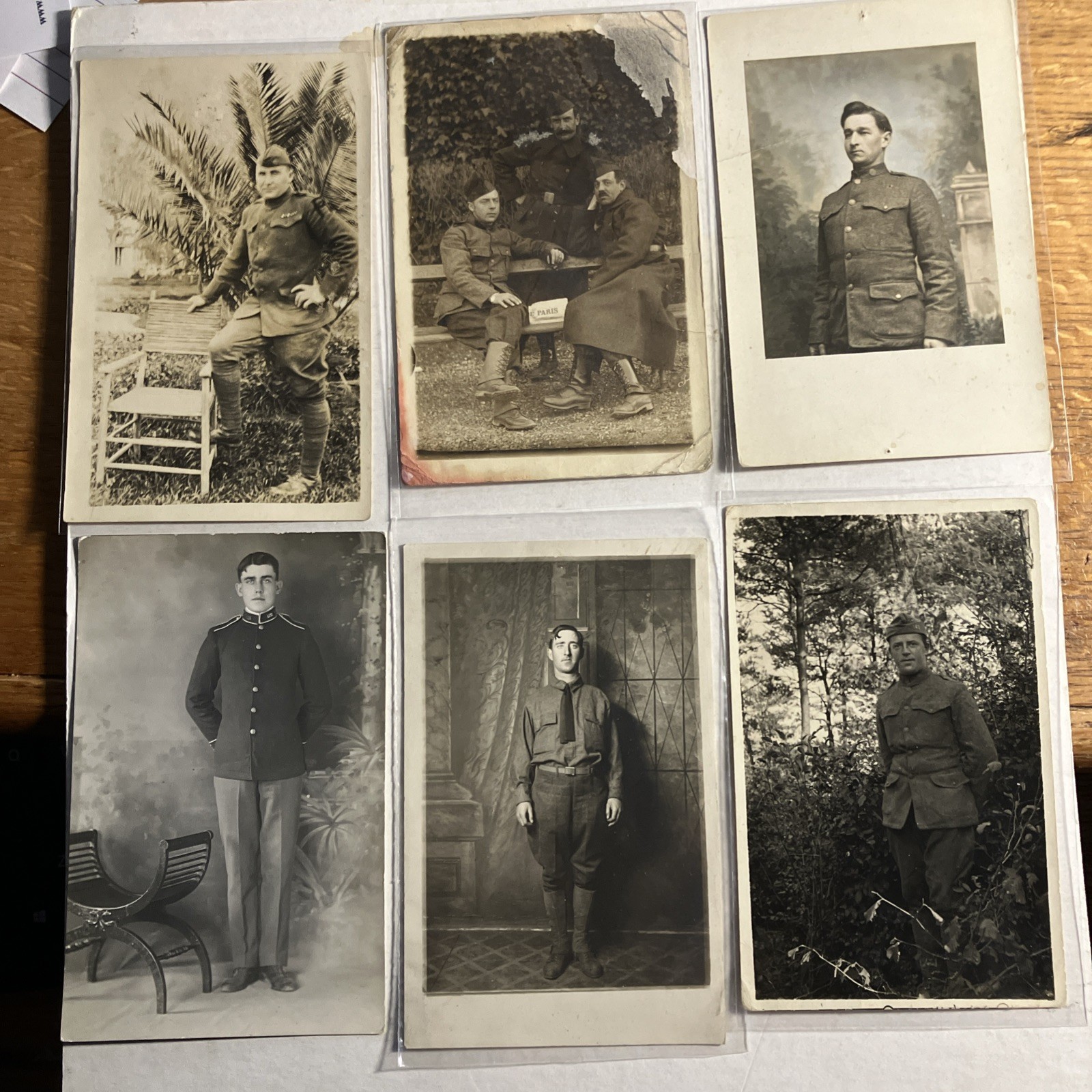 6 Soldier Photos /Military RPPC  & Photo Lot -- Soldiers Uniforms WWI WWII  (DD)