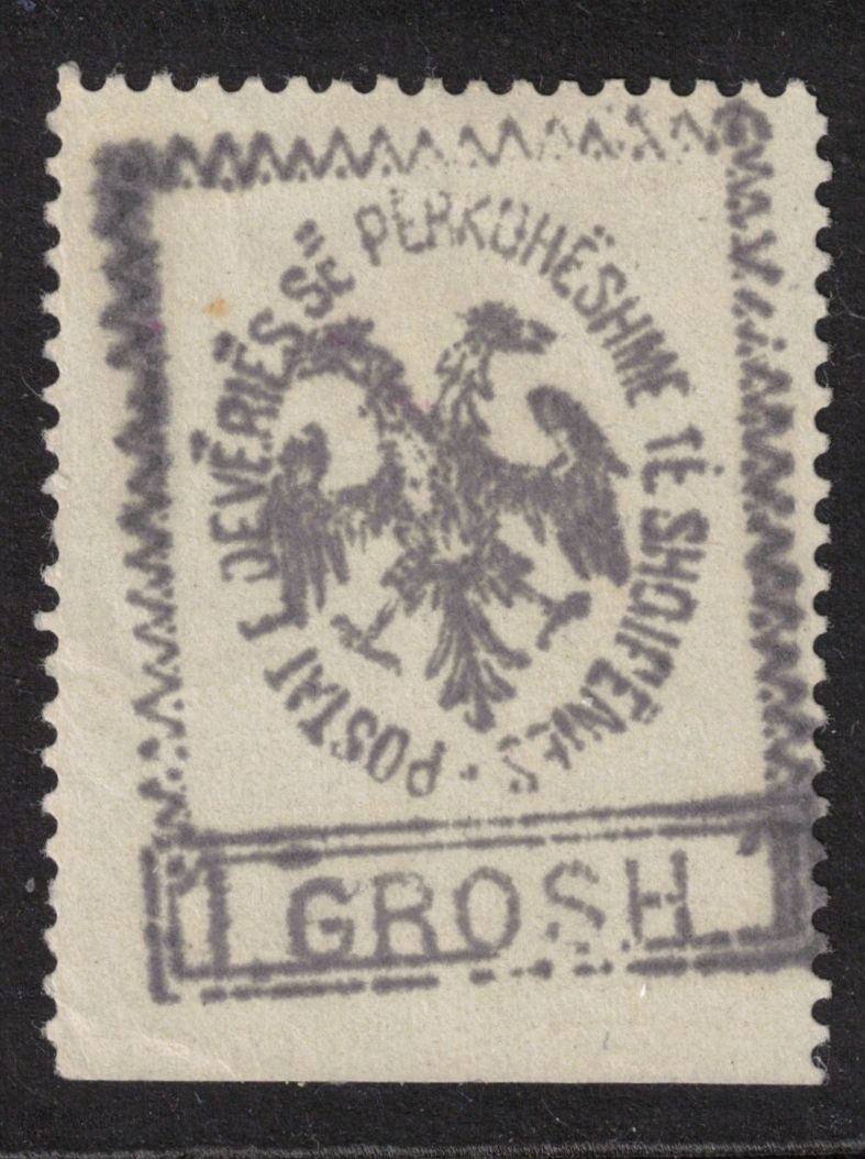 ALBANIA Scott 31b (black color error) Mint No Gum As Issued (1913)