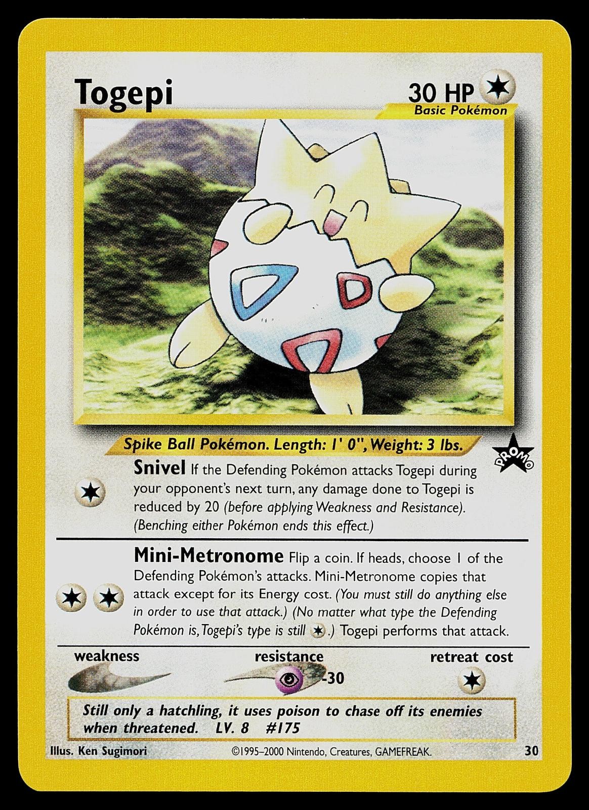Pokemon Card - Togepi WOTC Black Star Promo 30 Pokemon Card - Togepi WOTC Black Star Promo 30