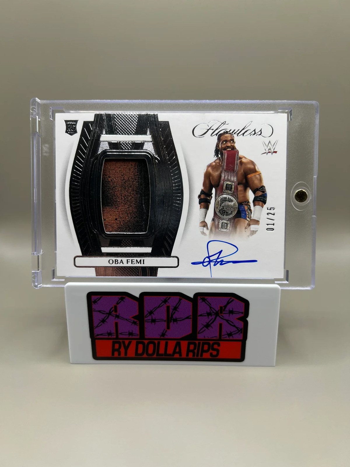 2024 Panini Flawless WWE Oba Femi #FP-OBF Silver RC FACE Patch Auto 01/25 2024 Panini Flawless WWE Oba Femi #FP-OBF Silver RC FACE Patch Auto 01/25